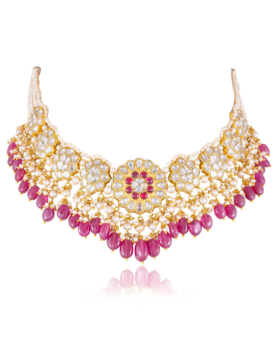 Shabana Necklace And Radha Tops Polki Set