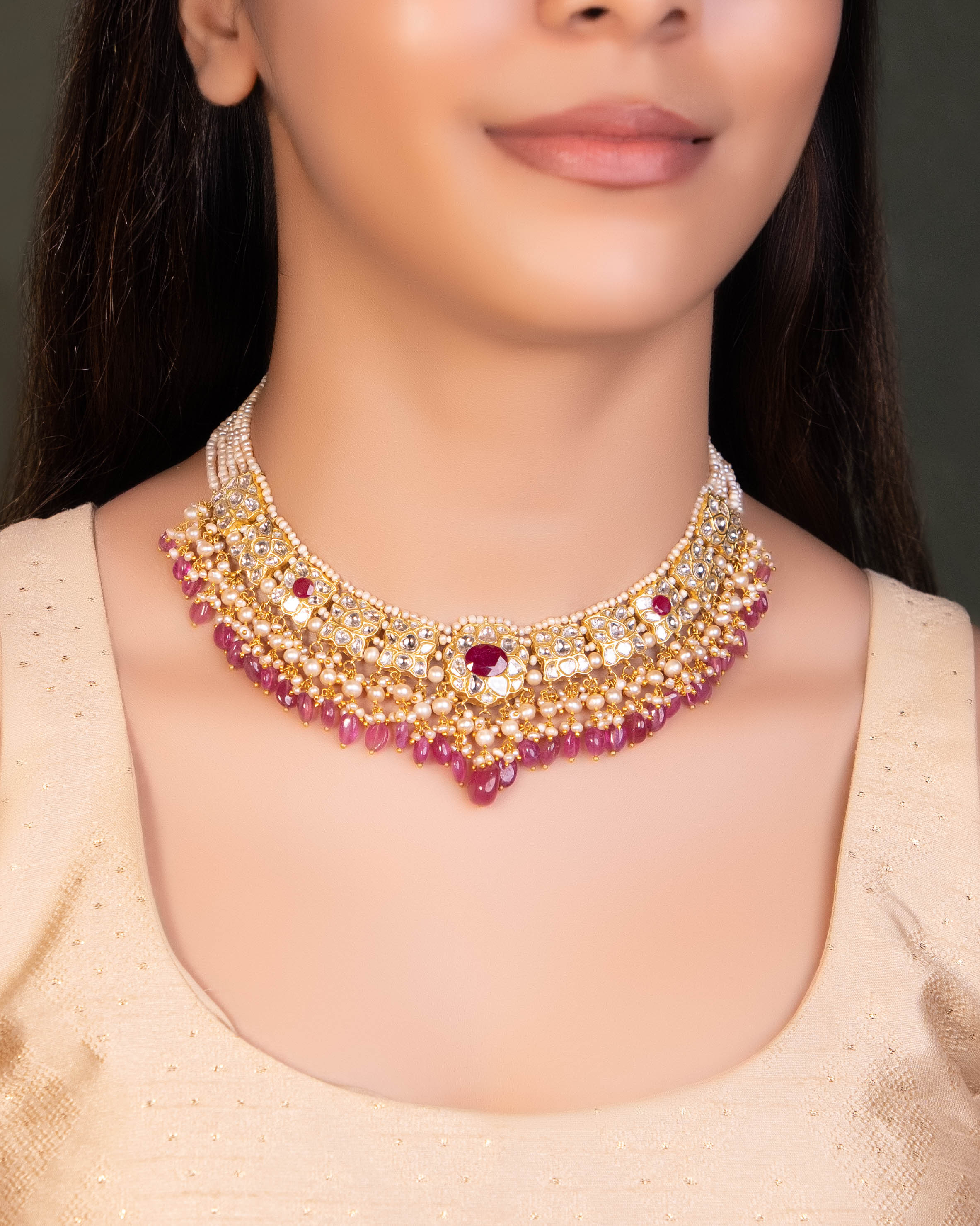 Metanshi Necklace And Metali Tops Polki Set