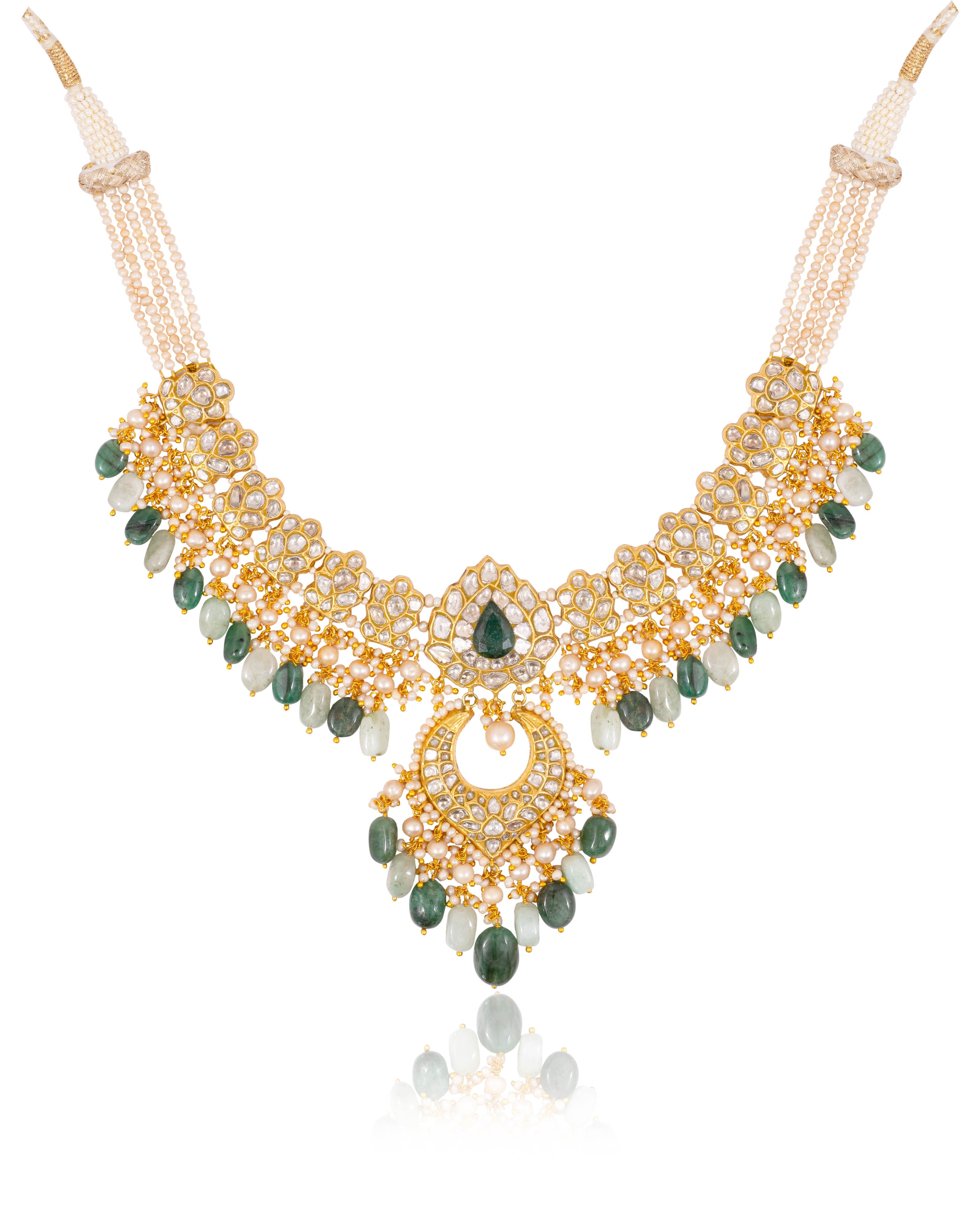 Avani Necklace And Krishnavi Chandbalis Polki Set