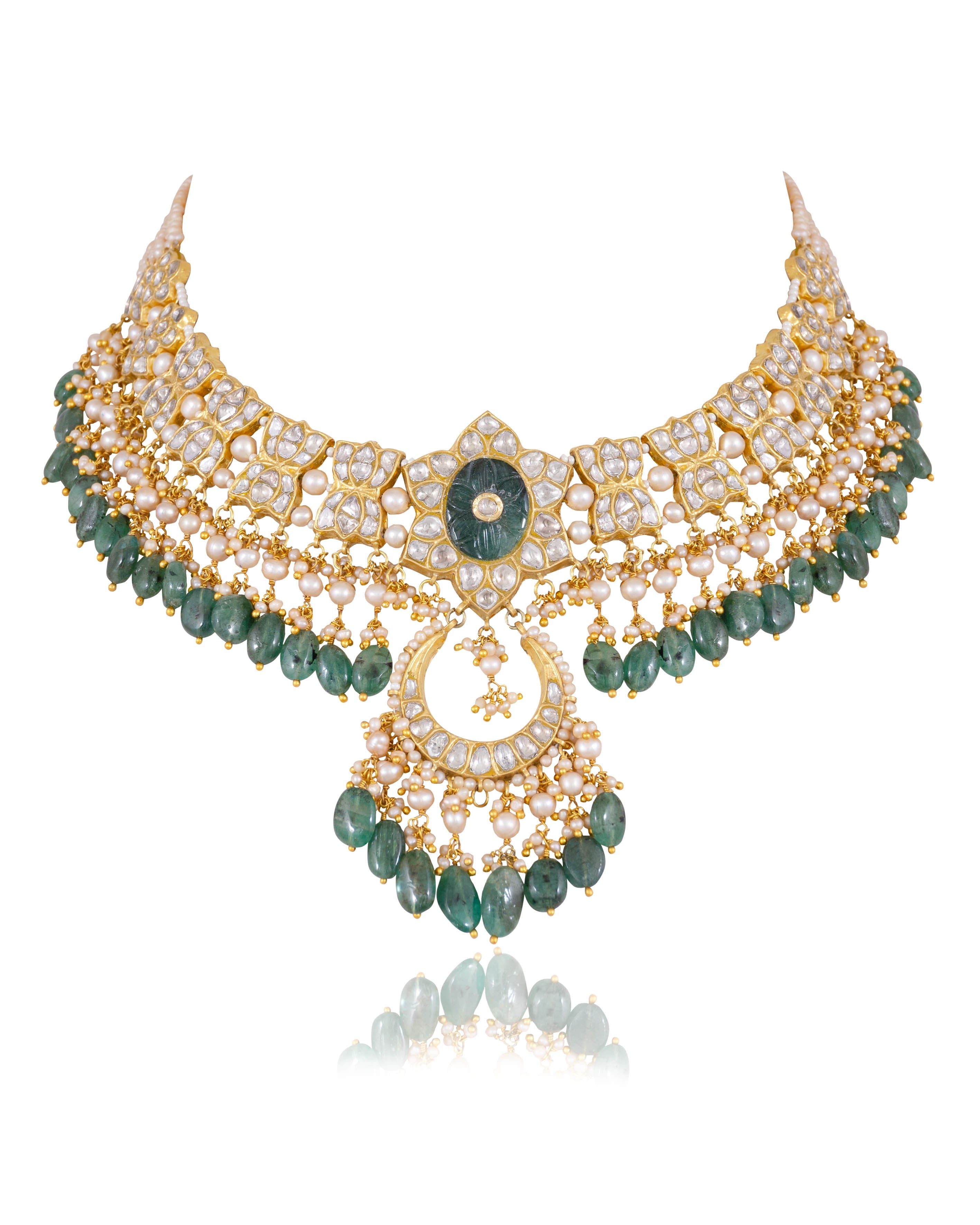 Shukrima Necklace And Tejal Chandbalis Polki Set