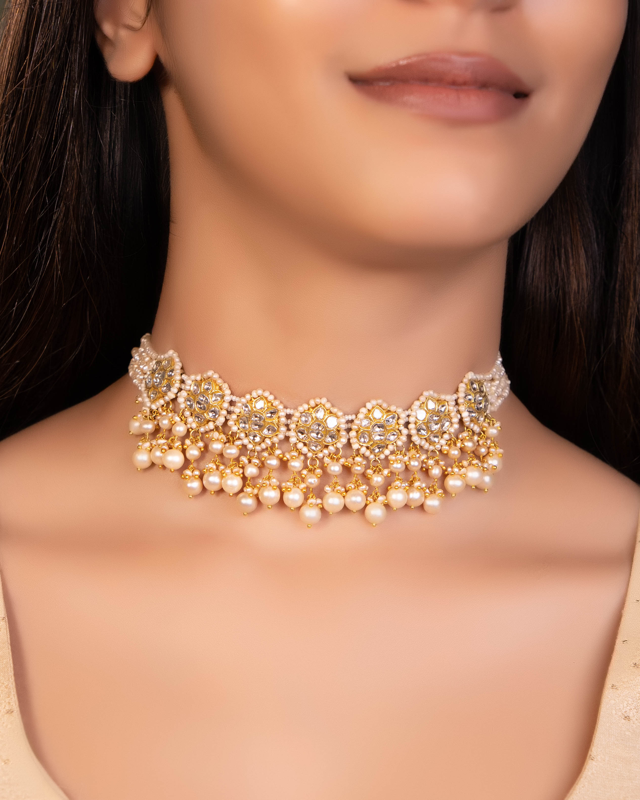 Harshi Choker And Lavina Tops Polki Set