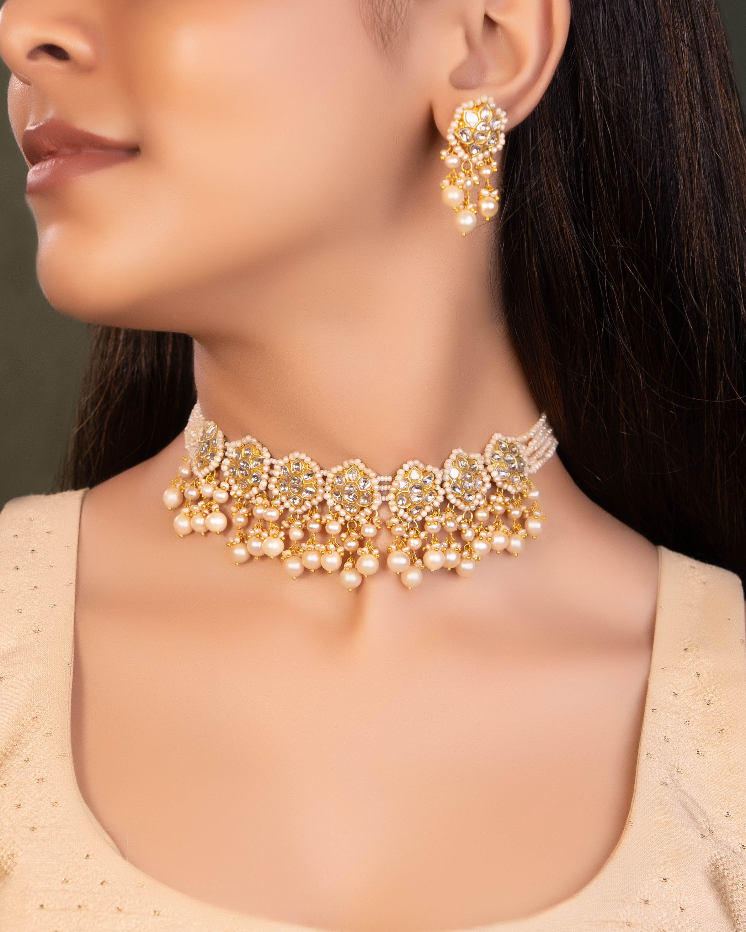 Harshi Choker And Lavina Tops Polki Set