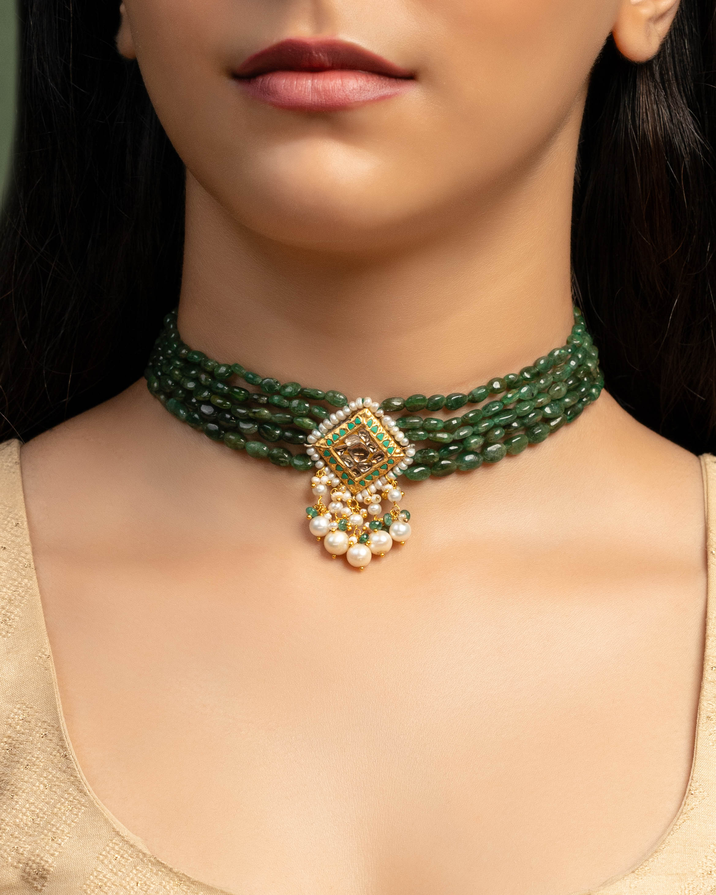 Yugi Polki Bead Choker