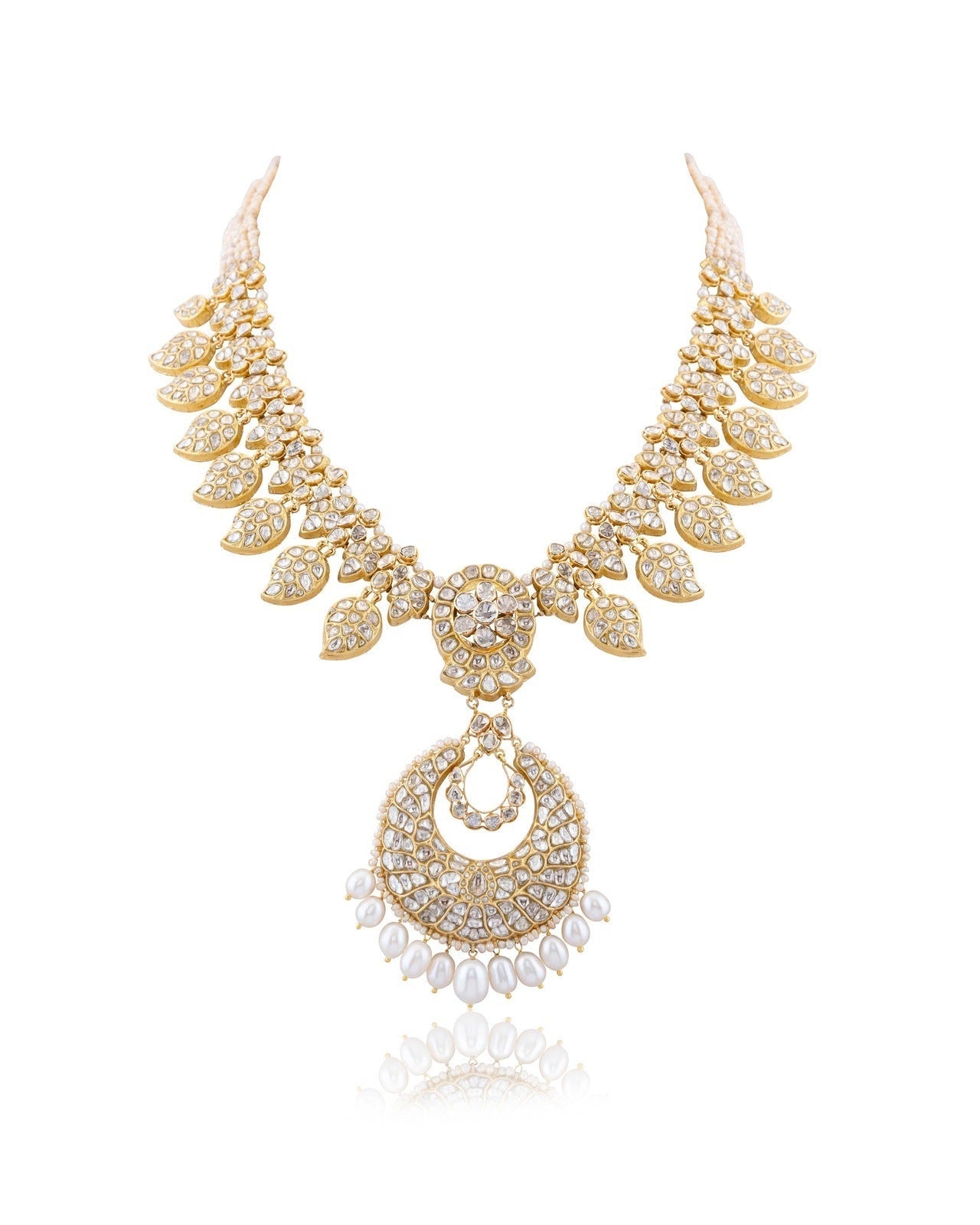 Shaheen Long Necklace And Ishika Chandbalis Polki Set