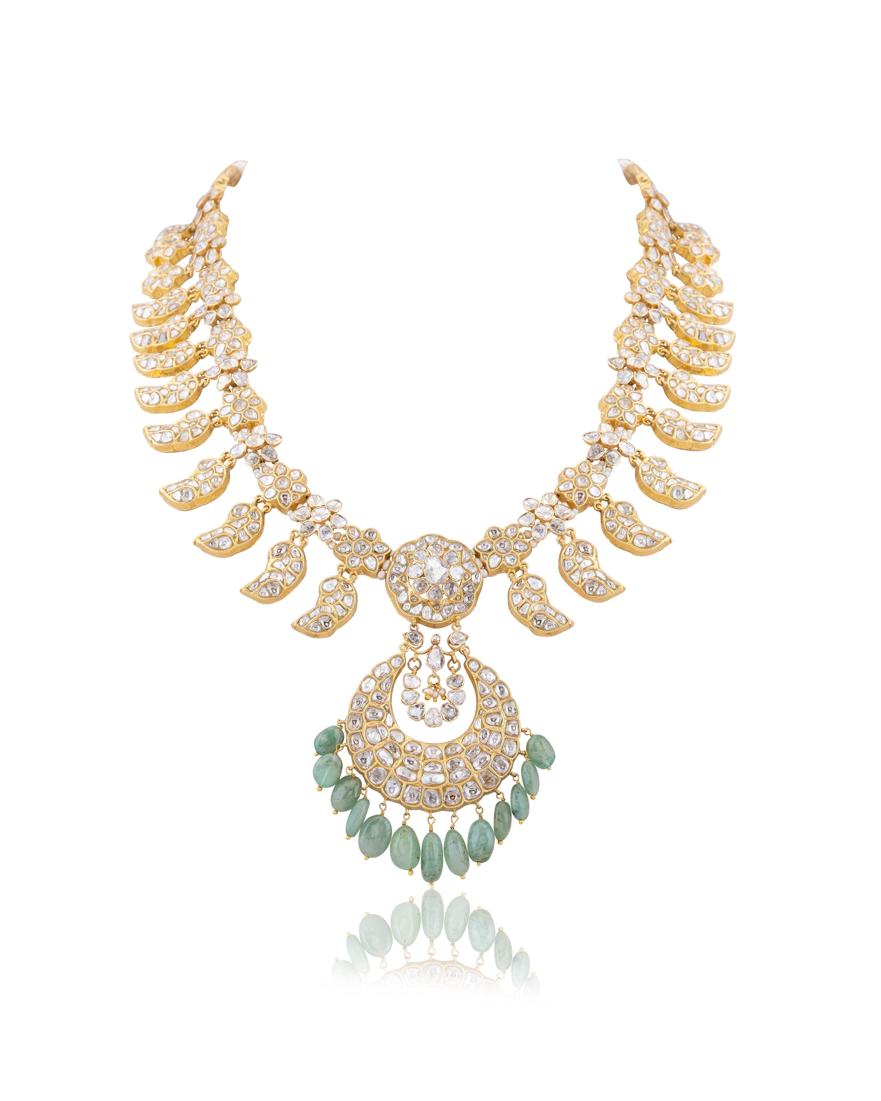 Reyanshi Long Necklace And Kiara Chandbalis Polki Set