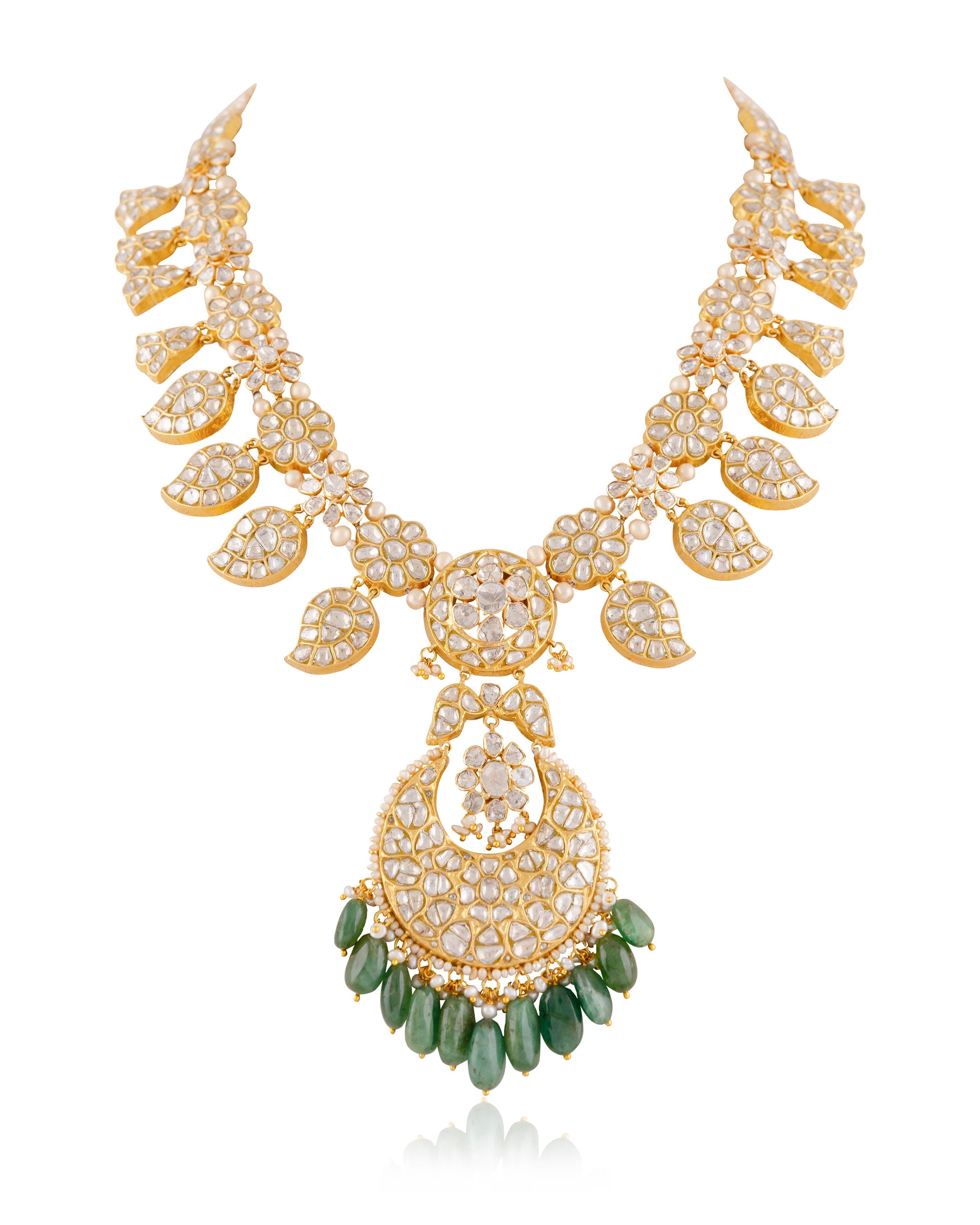 Somna Necklace And Diya Chandbalis Polki Set