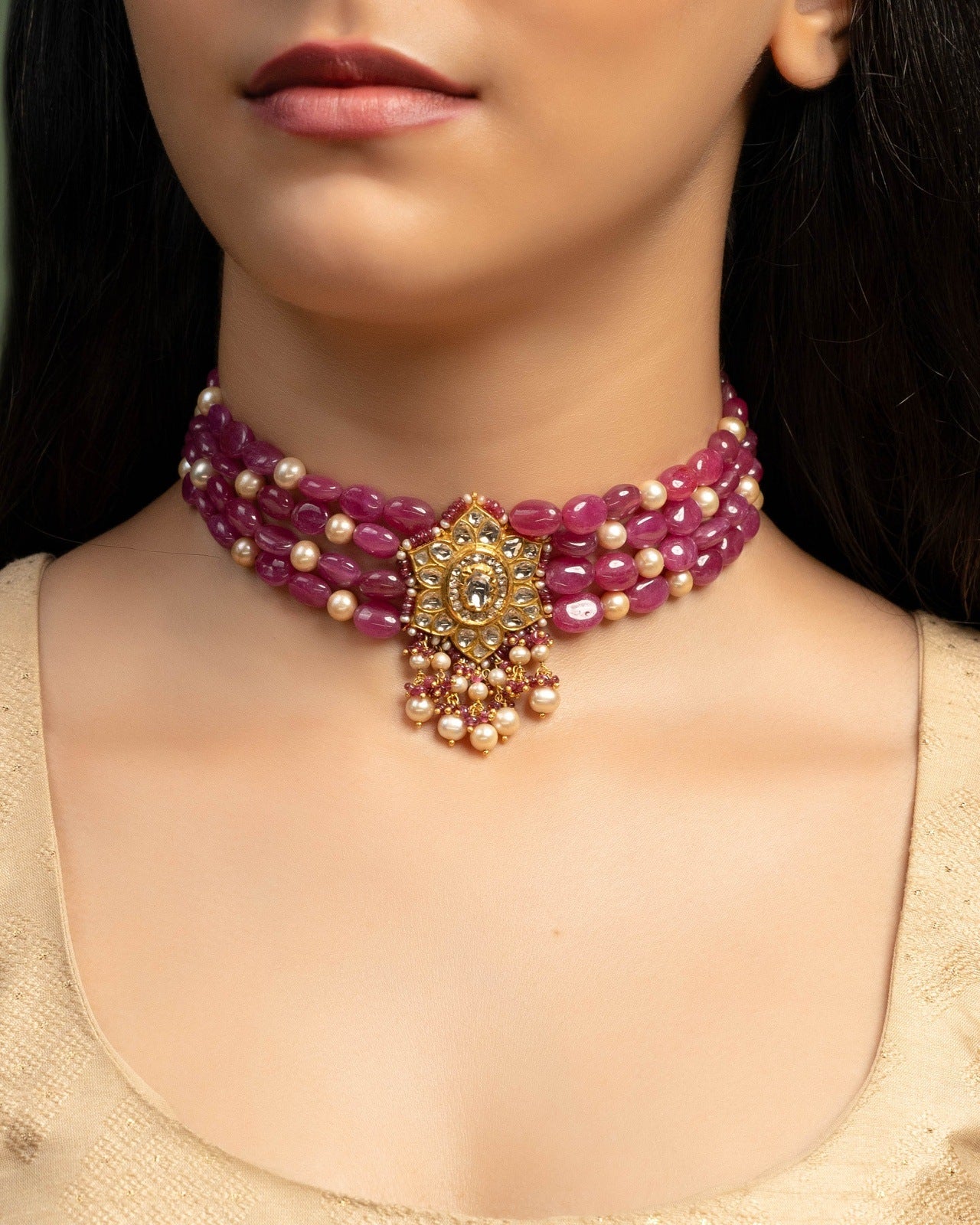 Amirah Polki Bead Choker