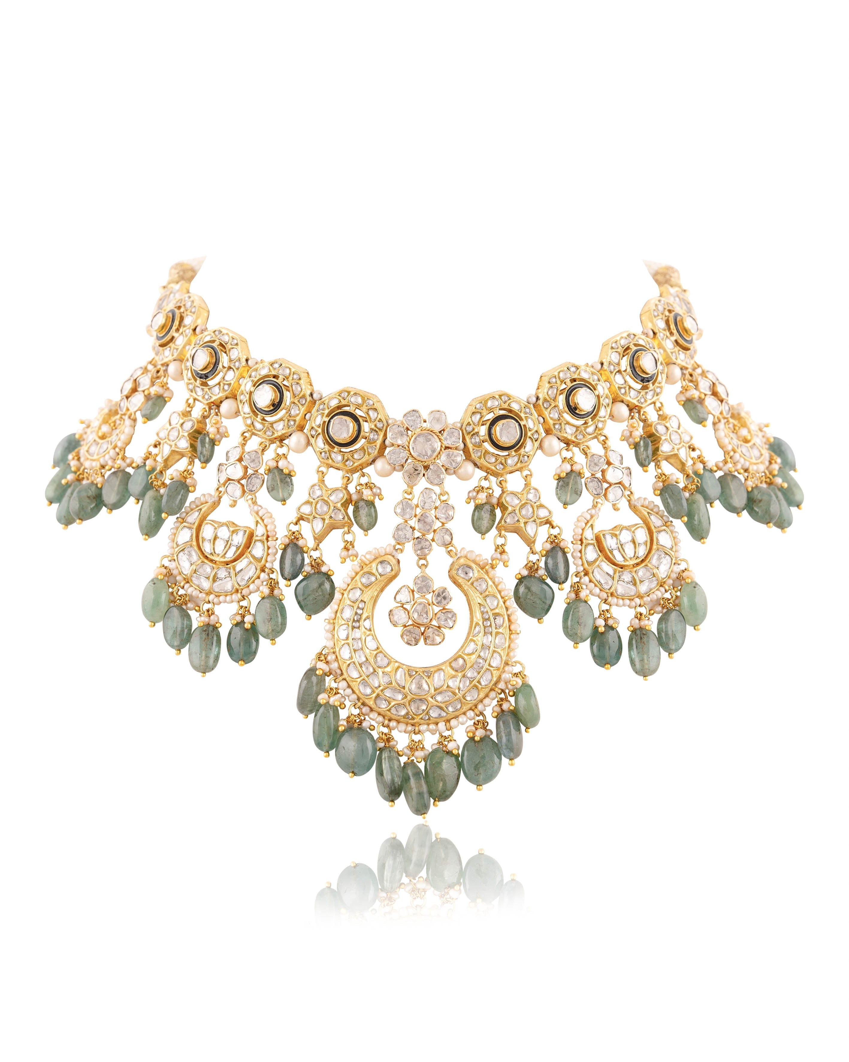 Madhuri Necklace And Aishwarya Chandbalis Polki Set