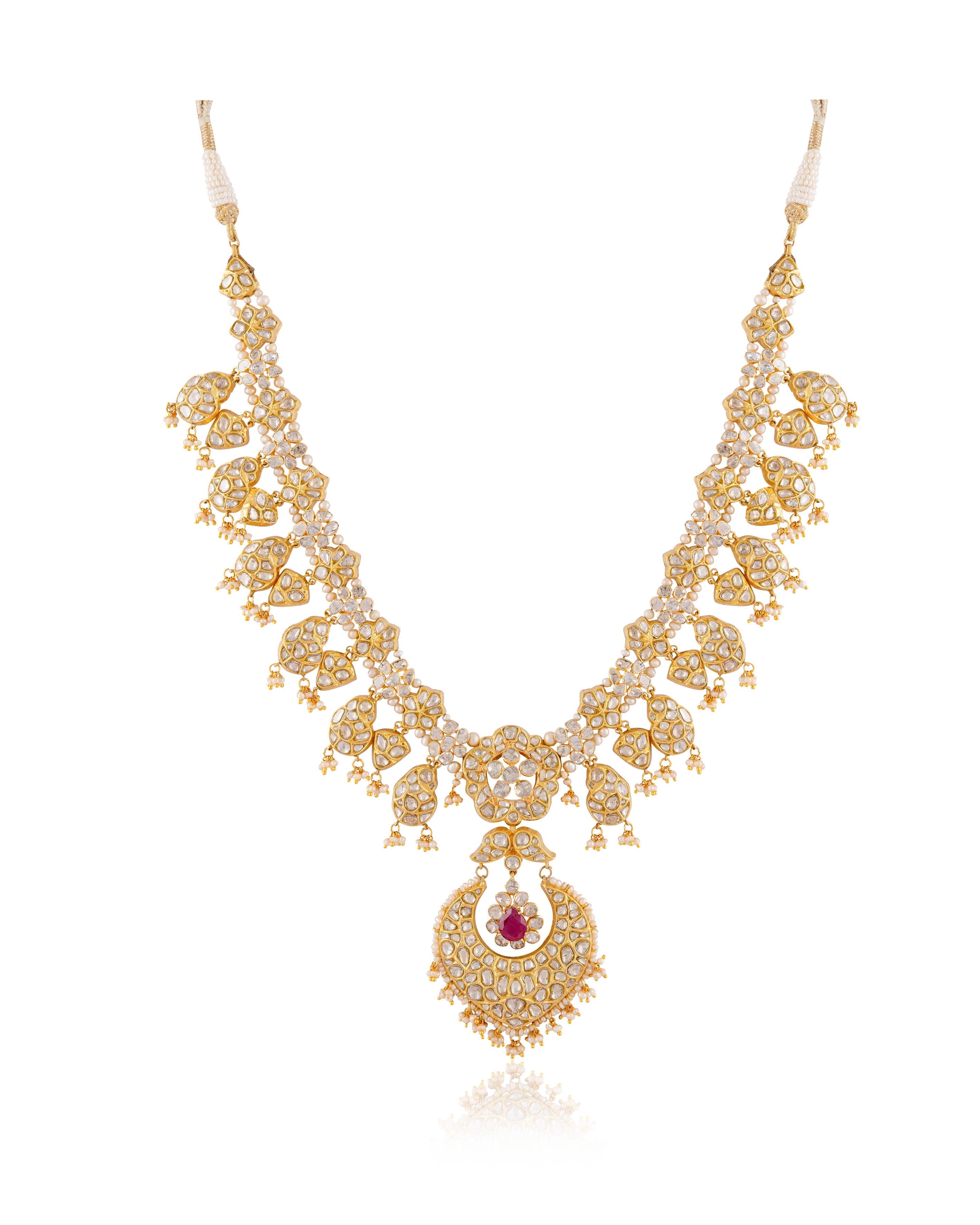 Priya Long Necklace And Vayuna Chandbalis Polki Set