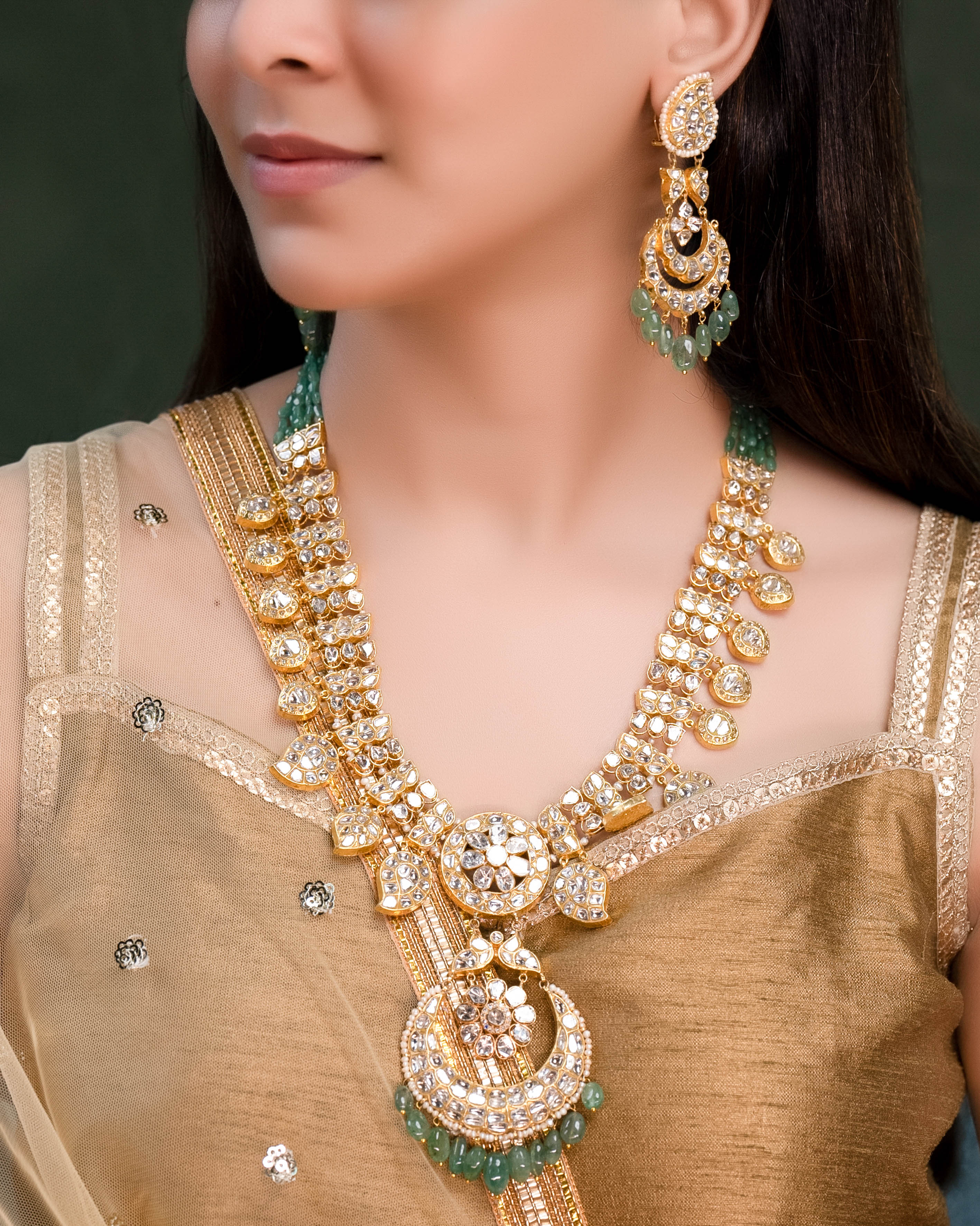 Charvi Polki And Diamond Long Necklace