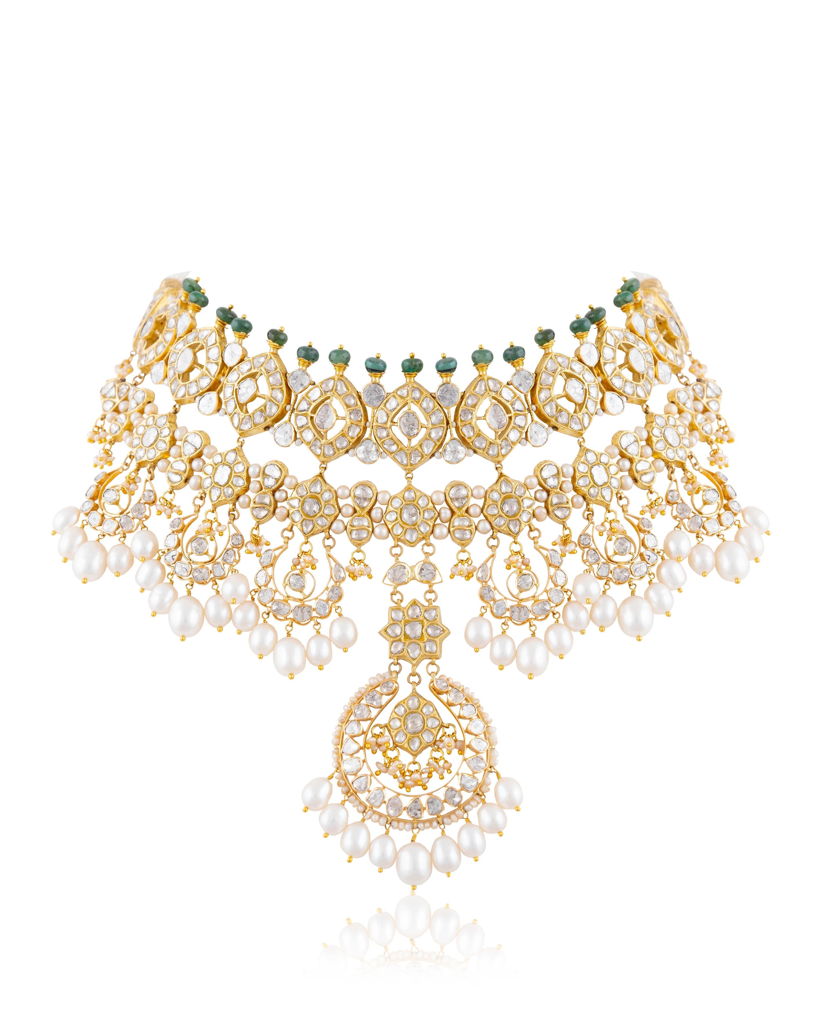 Anaita Necklace And Sakshi Chandbalis Polki Set