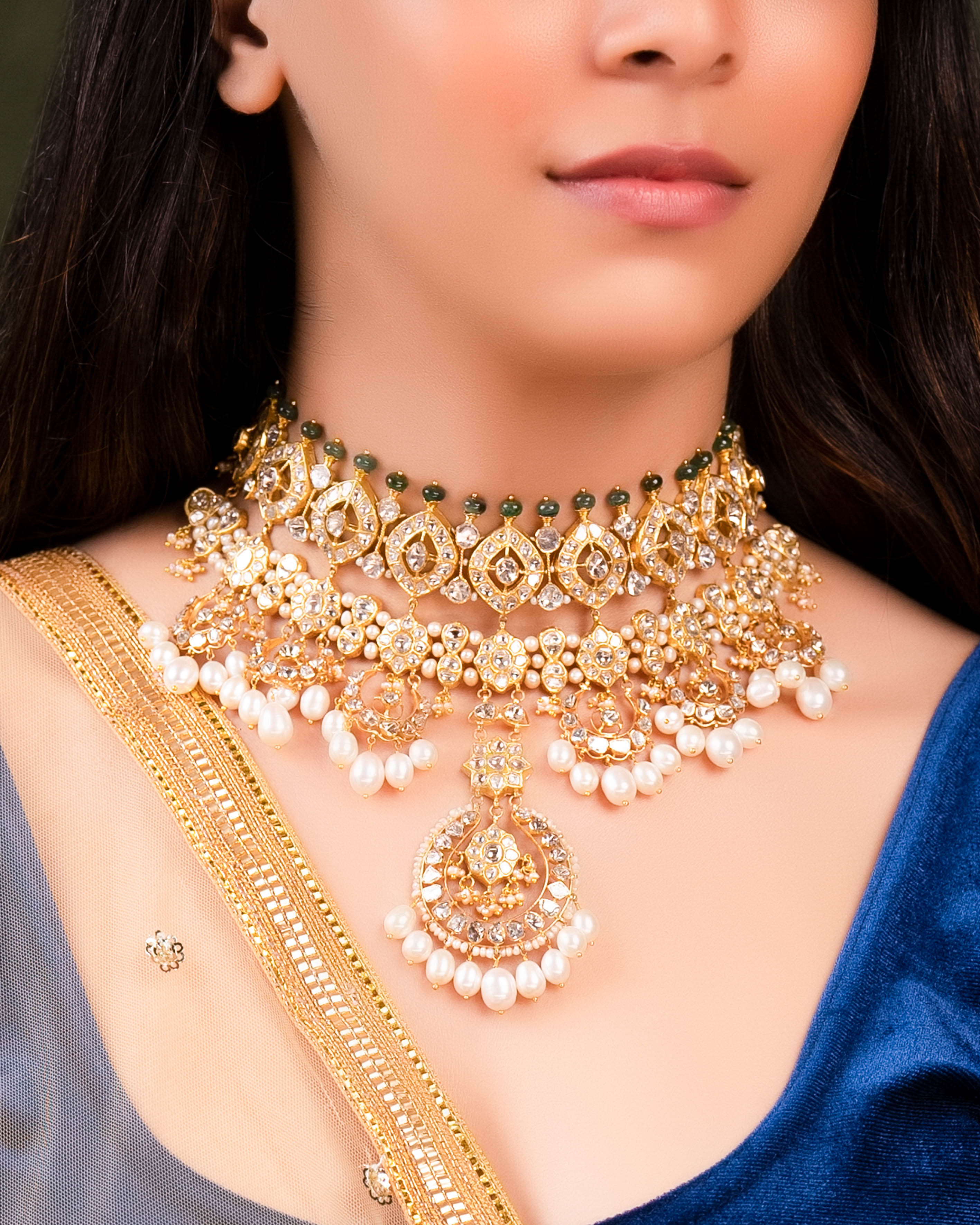 Anaita Necklace And Sakshi Chandbalis Polki Set