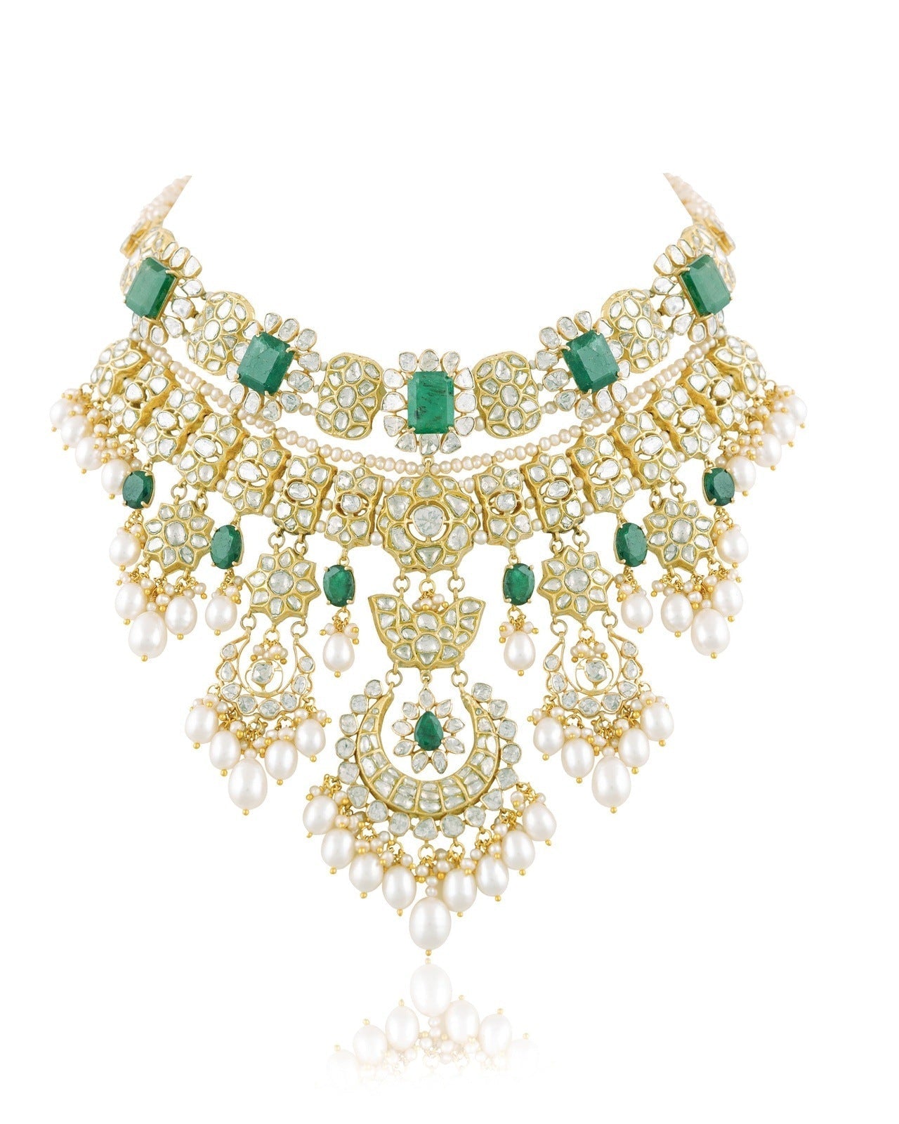 Mitra Necklace And Maitri Chandbalis Polki Set