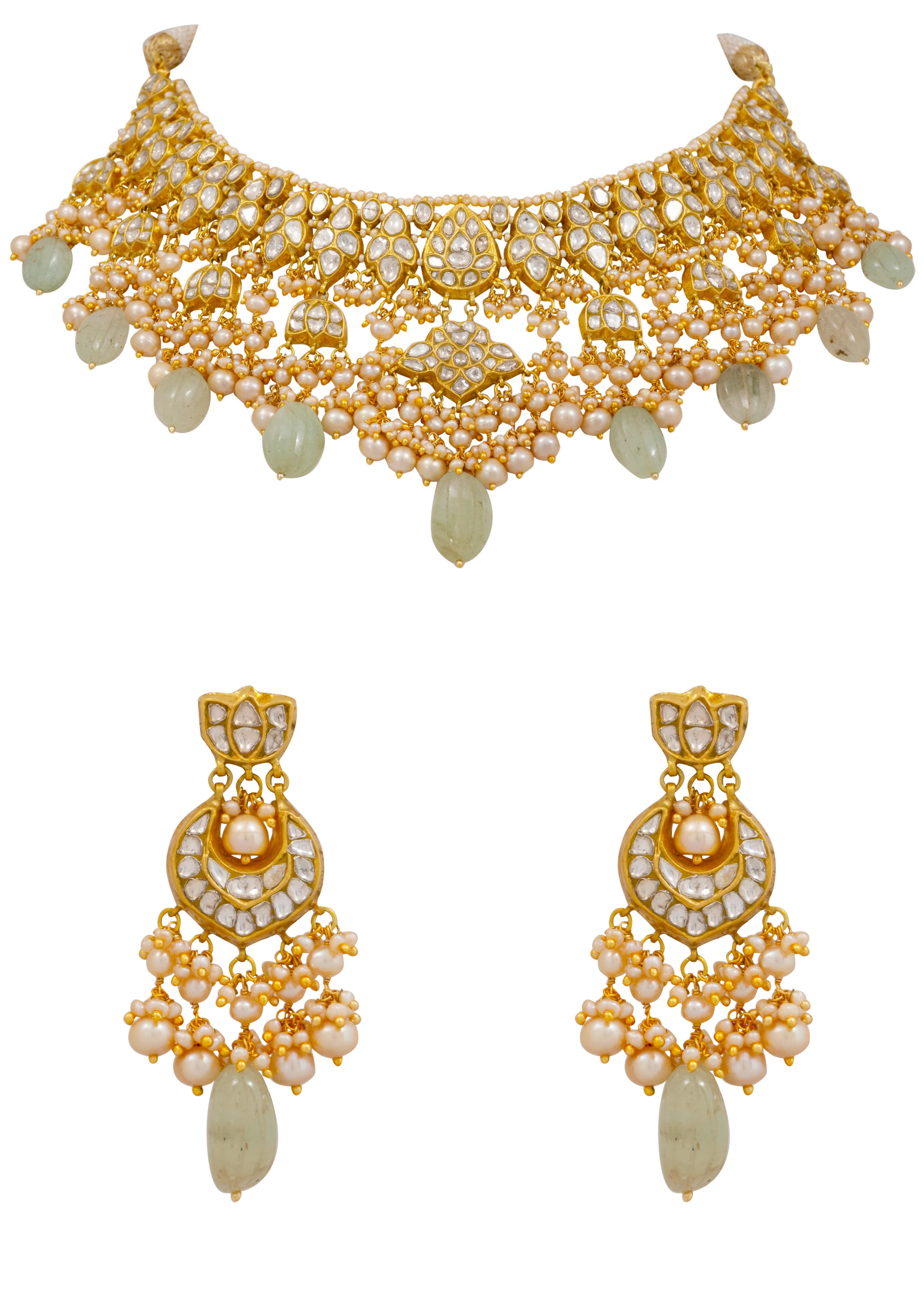 Kinika Necklace and Latif Chandbalis Polki Set