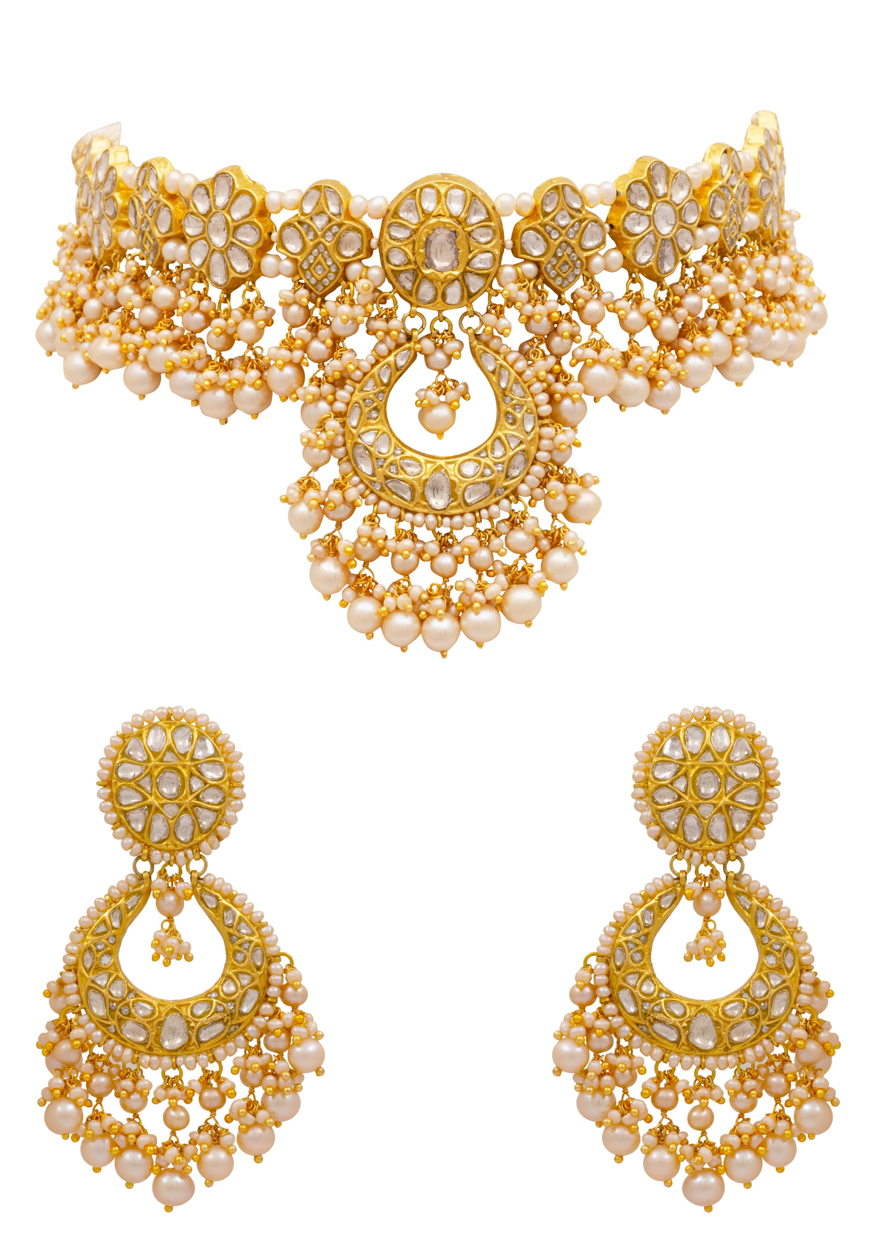 Sagun Choker and Prachi Chandbalis Polki Set