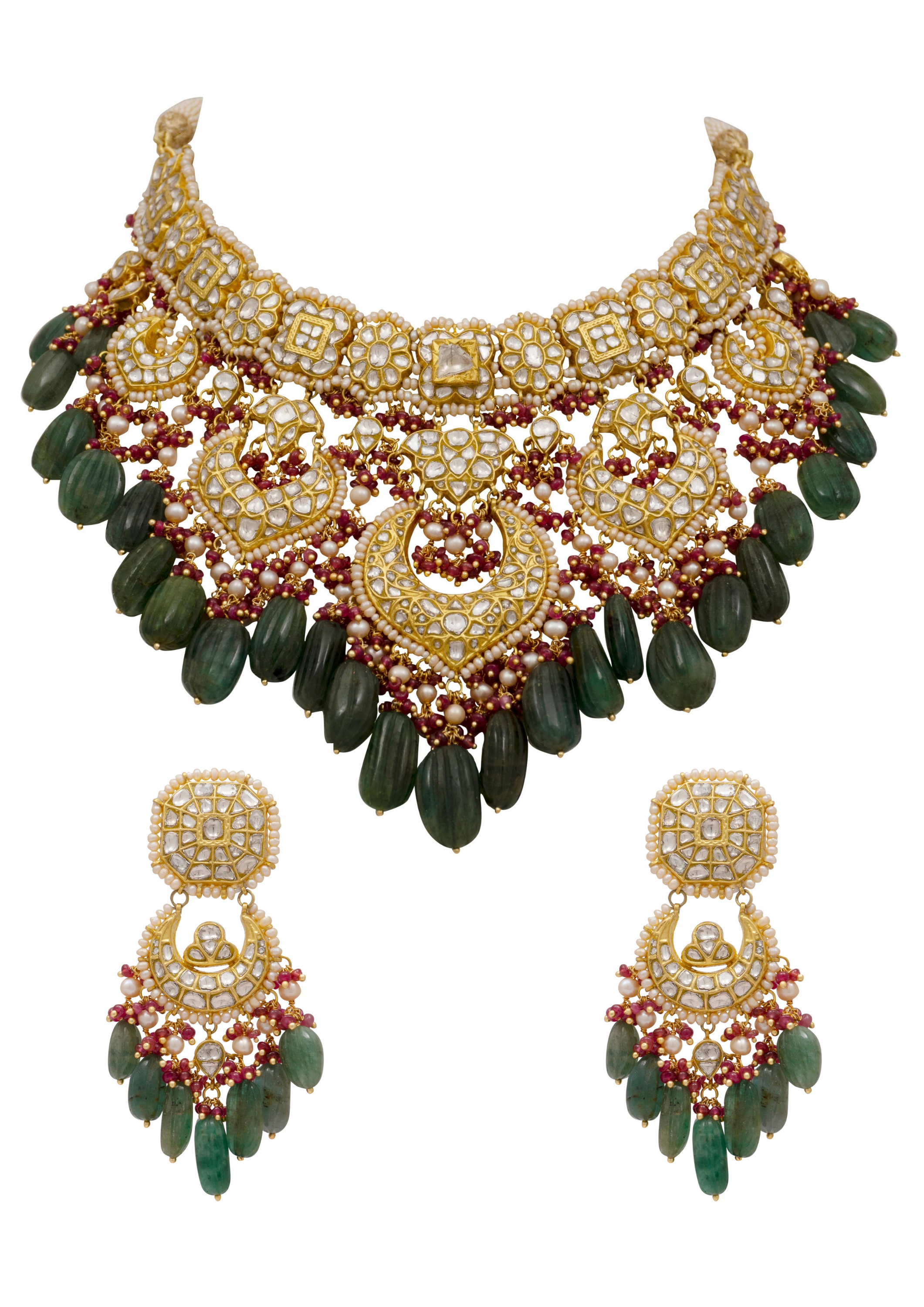 Neeliya Necklace and Kashish Chandbalis Polki Set