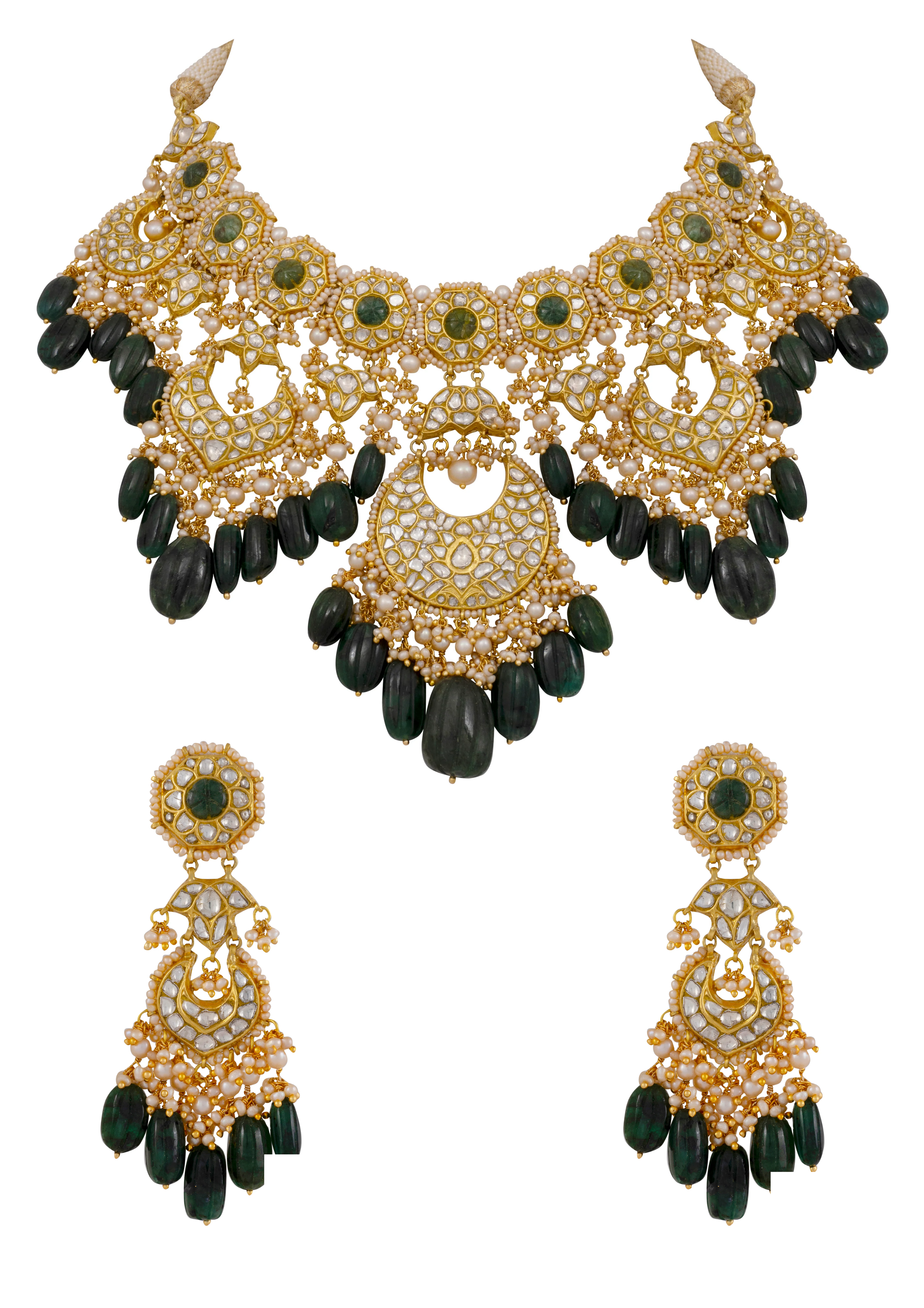 Piyu Necklace and Raafi Chandbalis Polki Set