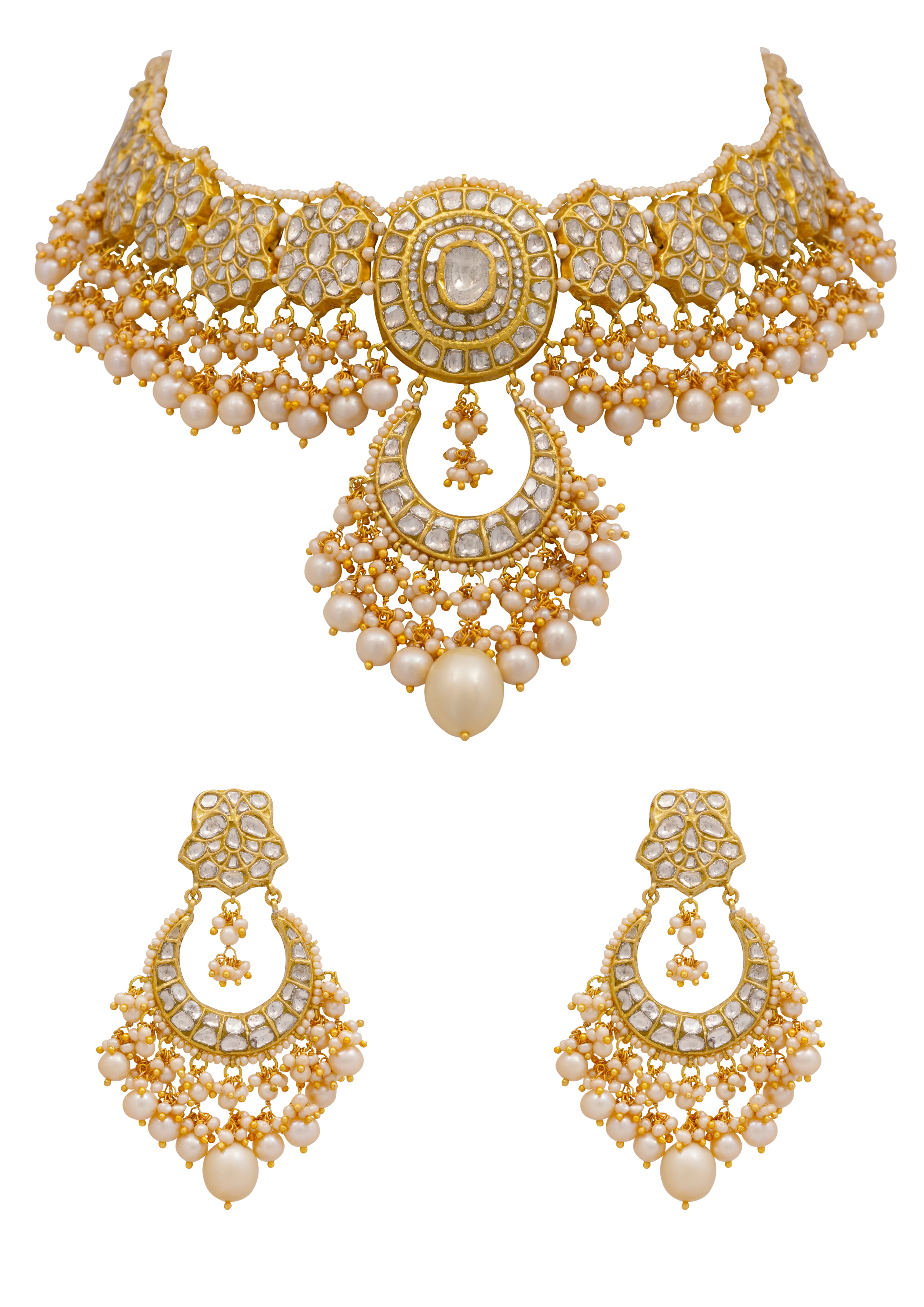 Fasana Necklace and Norina Chandbalis Polki Set