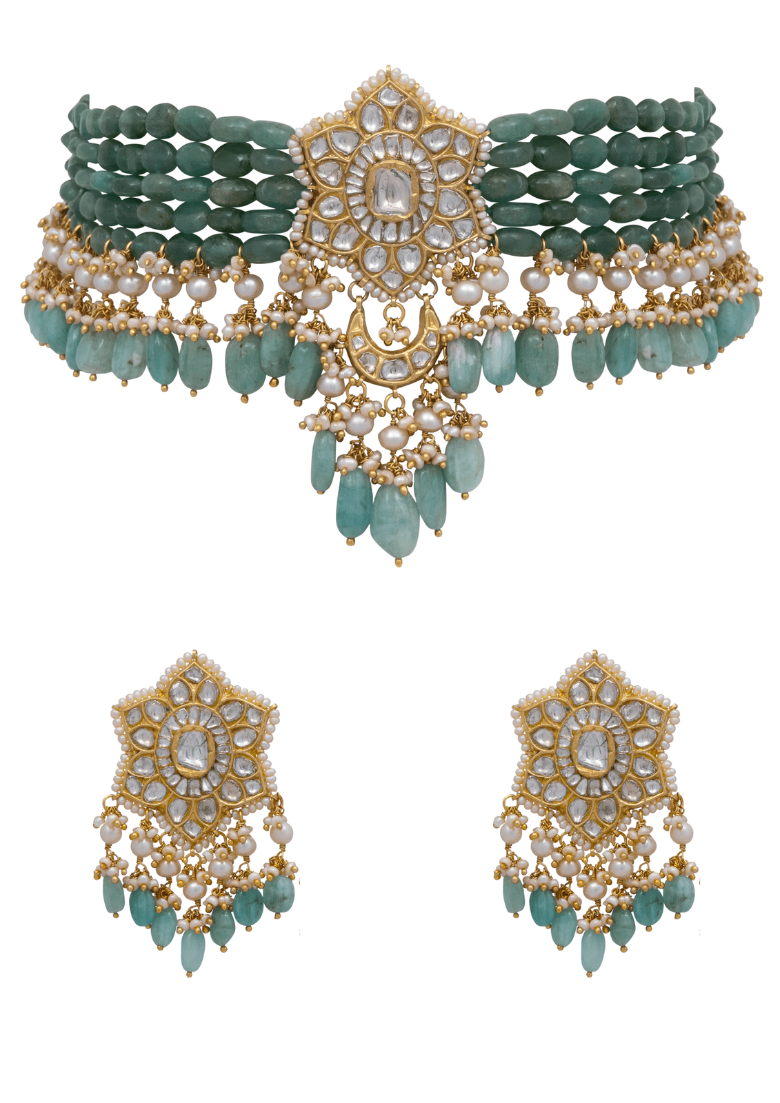 Doja Bead Choker and Irinel Tops Polki Set