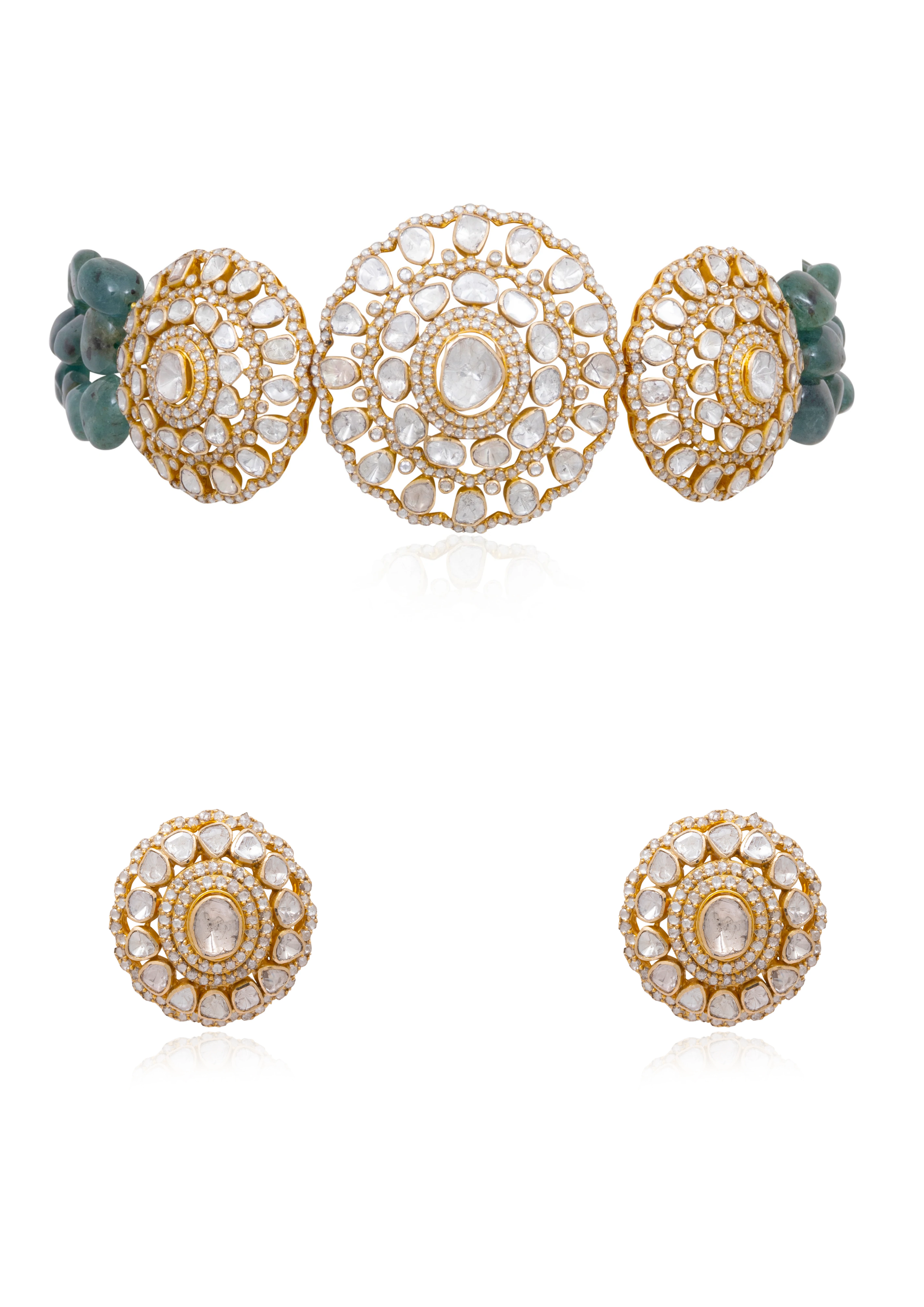 Gauri Bead Choker and Bavna Tops Polki Set