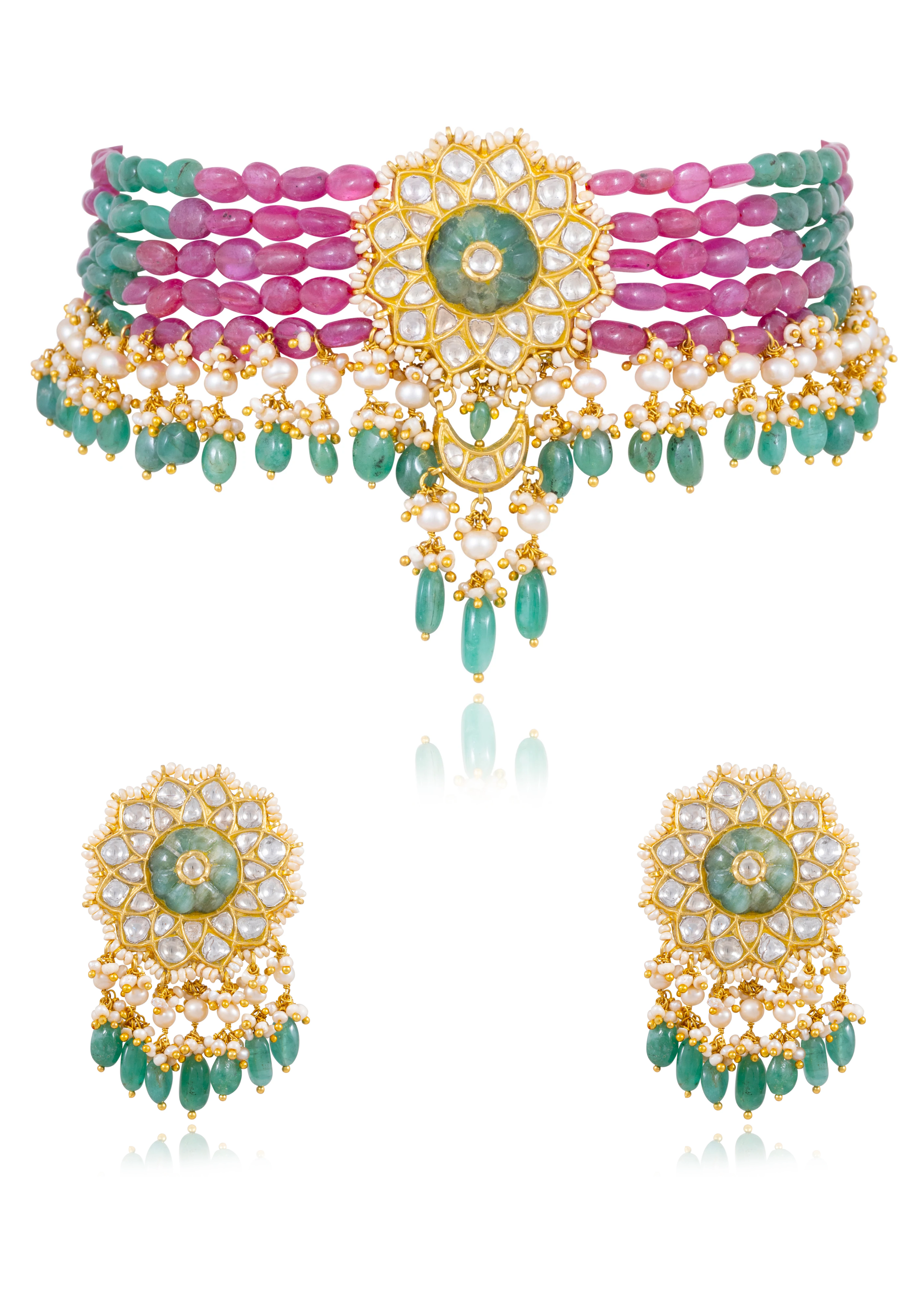 Avanti Bead Choker and Ashisha Tops Set