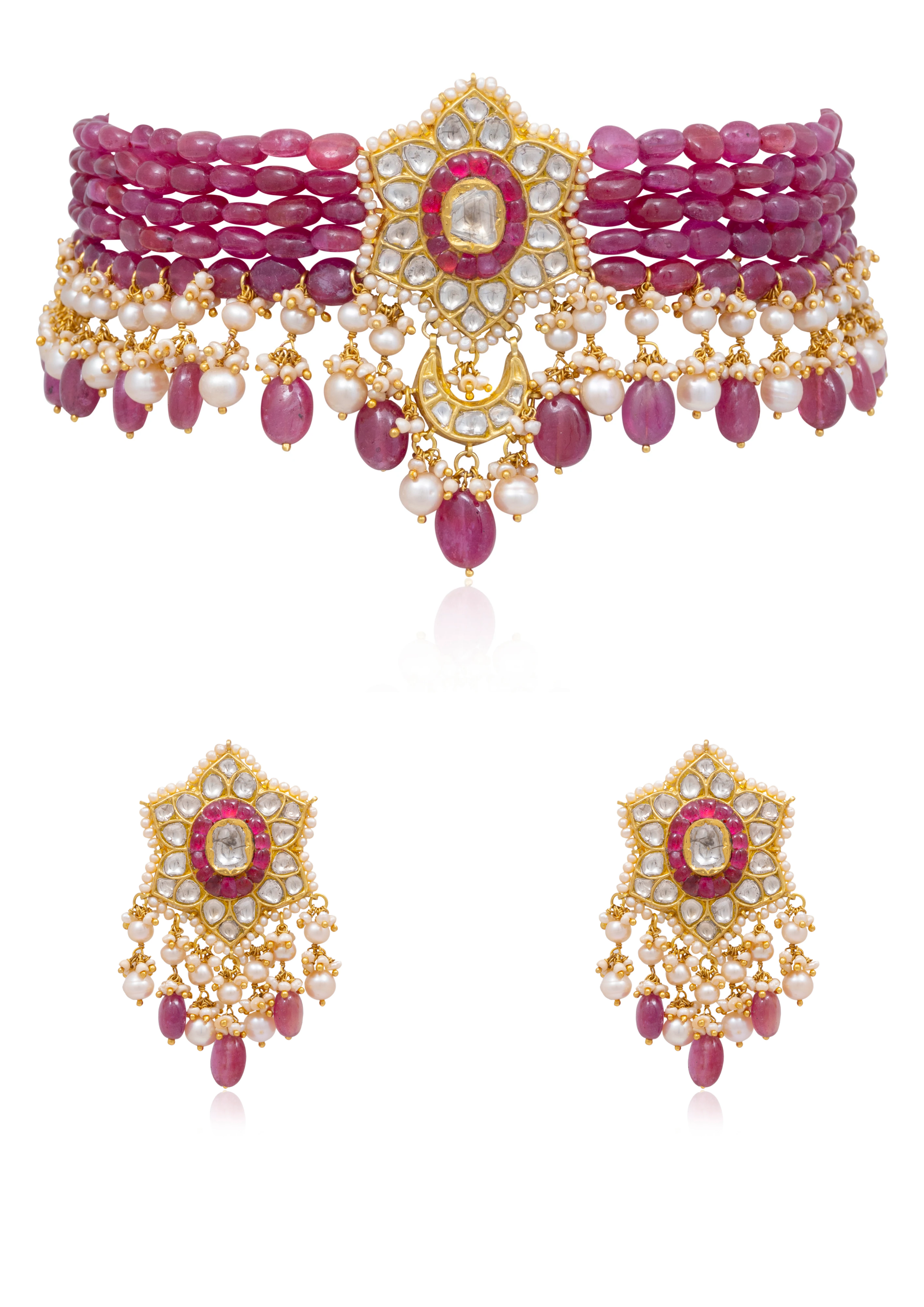 Adalyn Bead Choker and Alyssa Tops Polki Set