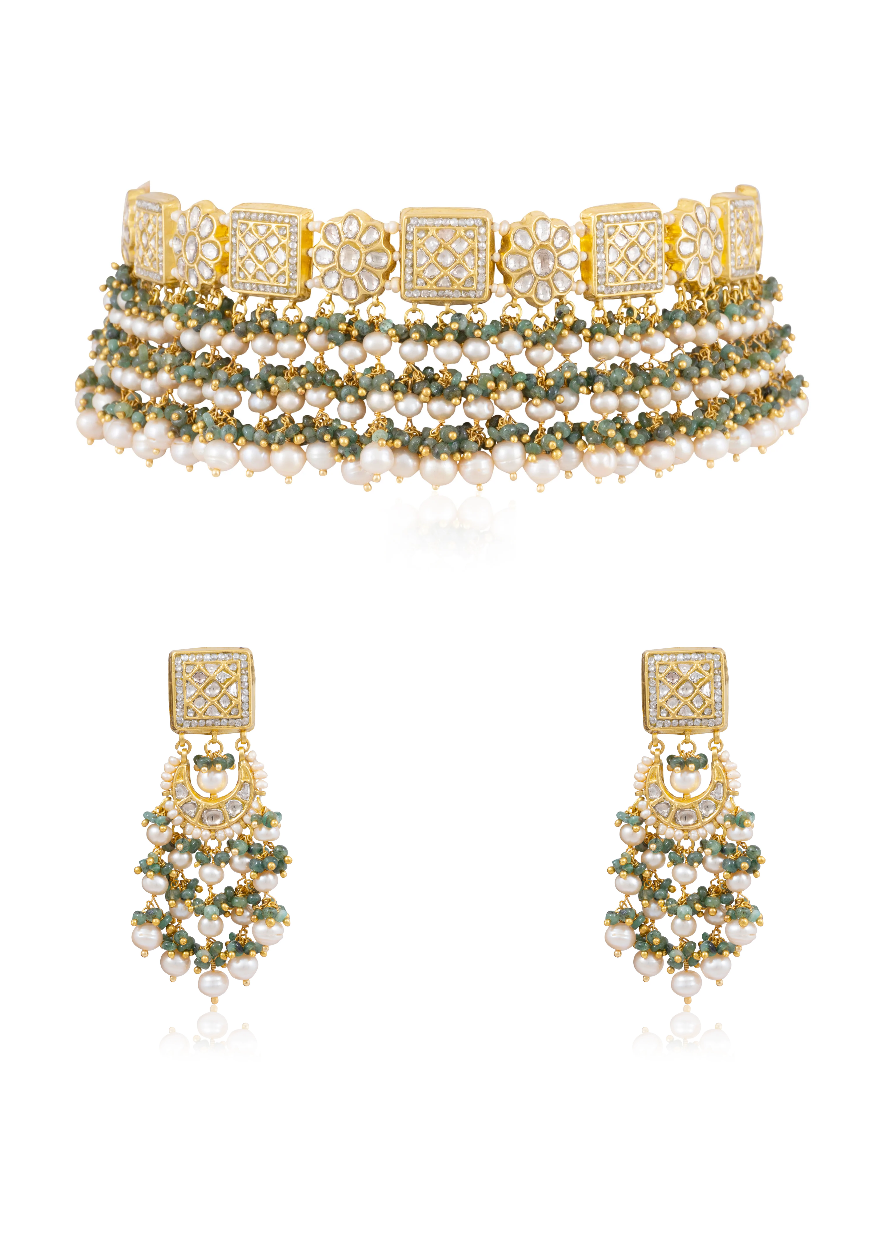 Ashwini Choker And Riddhi Chandbalis Polki Set