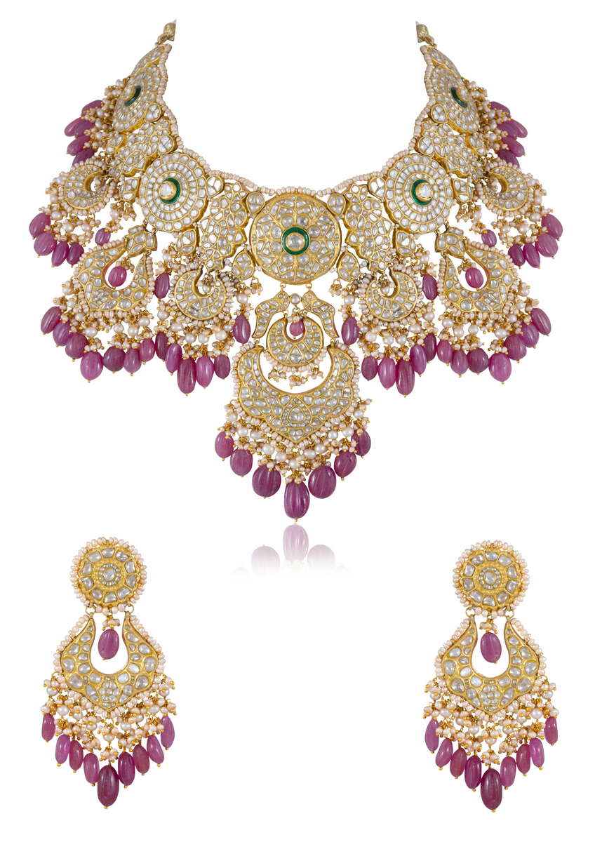 Srishti Necklace And Nandini Chandbalis Polki Set Tyaani Jewellery LLP