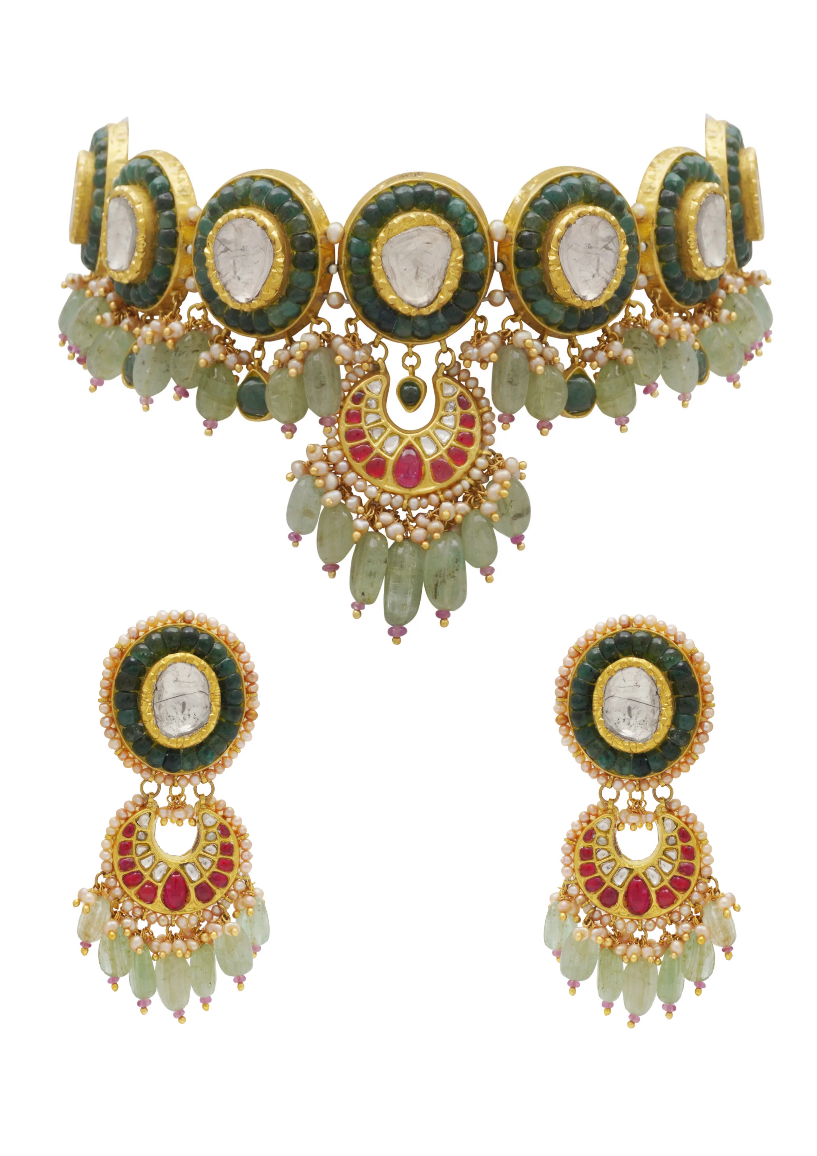Rudhii Choker And Dhanu Chandbalis Polki Set