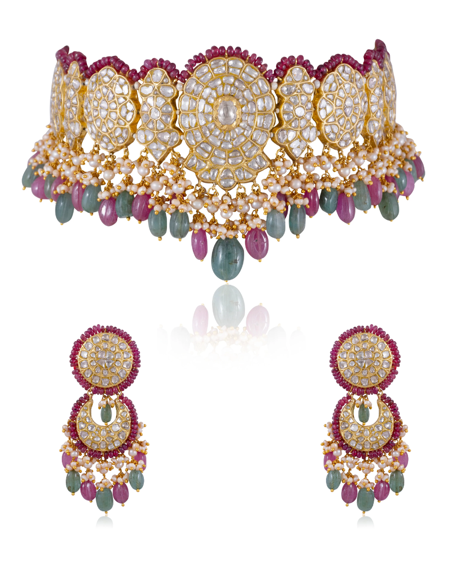 Jessi Choker And Flannery Chandbalis Polki Set