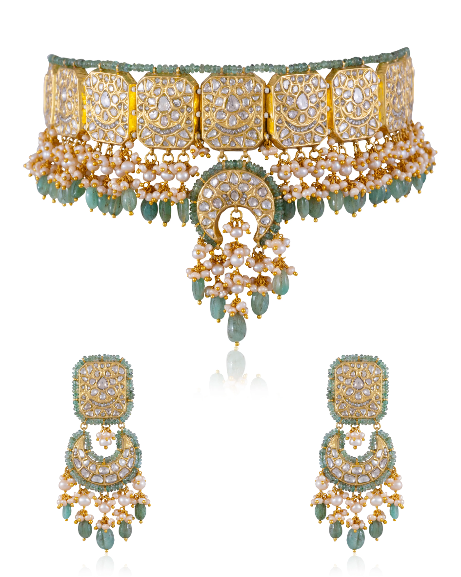 Ekta Choker And Seong Chandbalis Polki Set