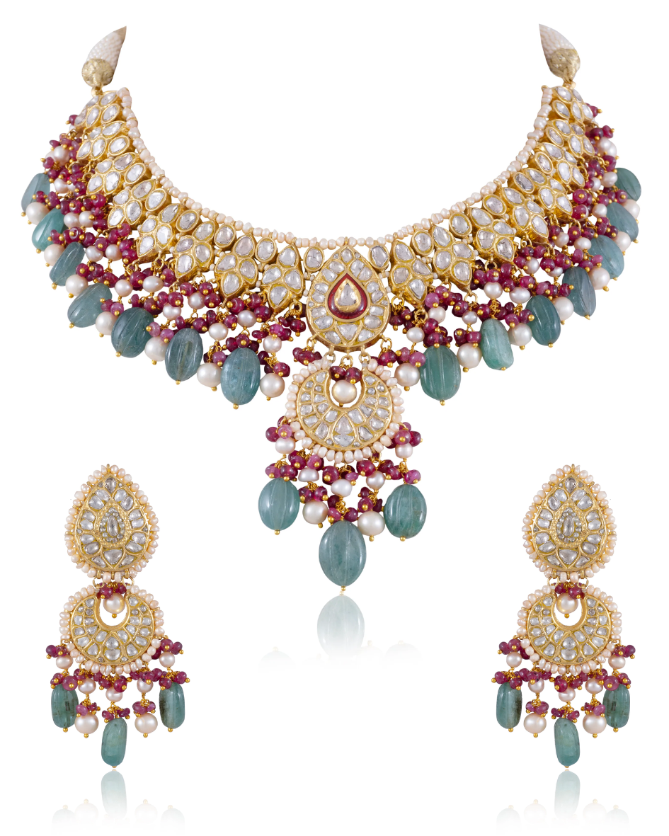 Freya Necklace And Amy Chandbalis Polki Set