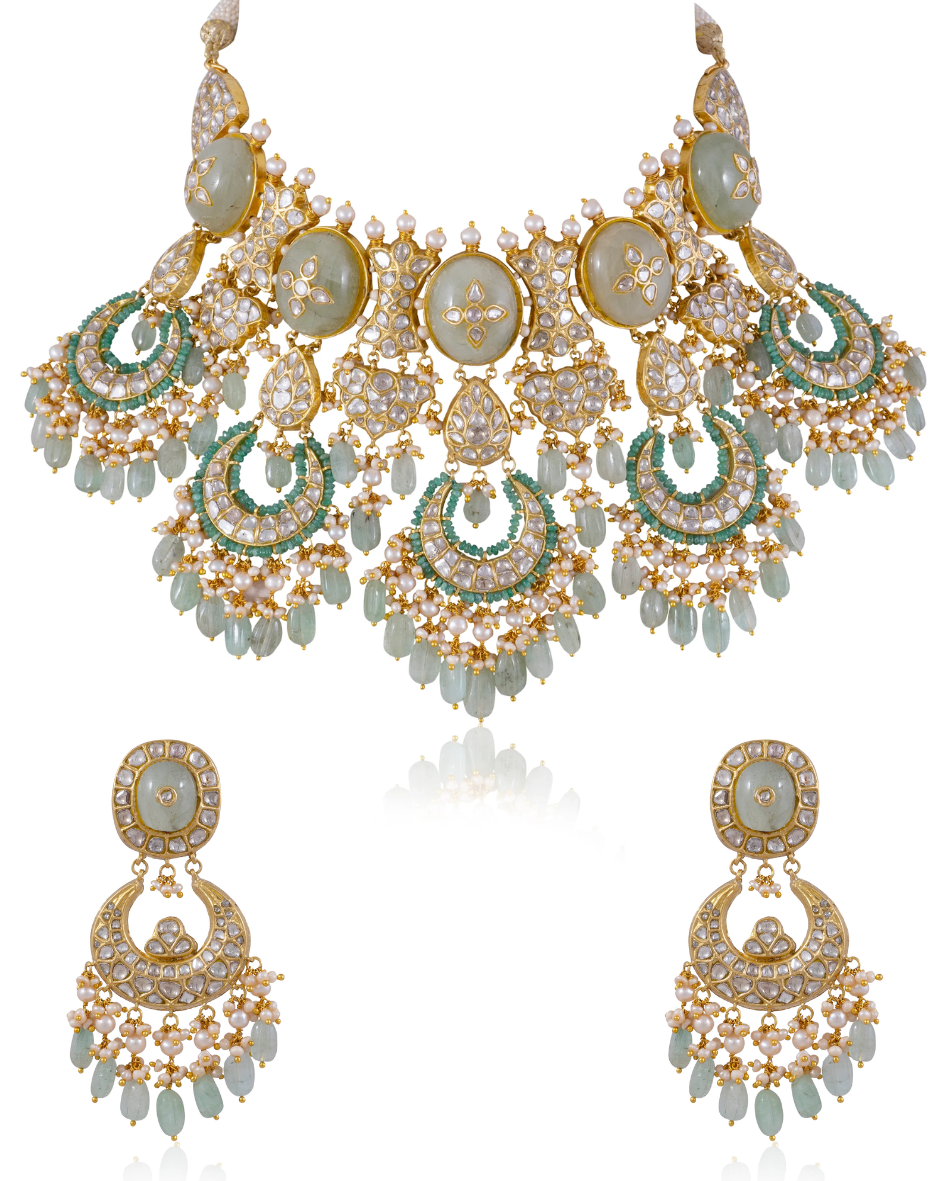 Geeta Necklace And Bemani Chandbalis Polki Set