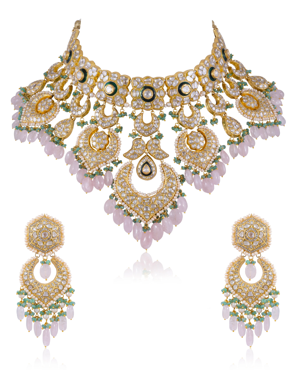Tamia Necklace And Parchi Chandbalis Polki Set
