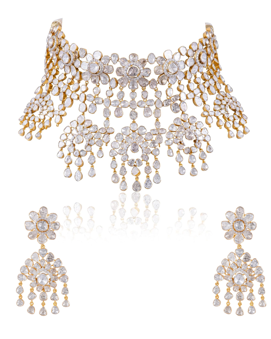 Goenka Choker And Nia Earrings Polki Diamond Set