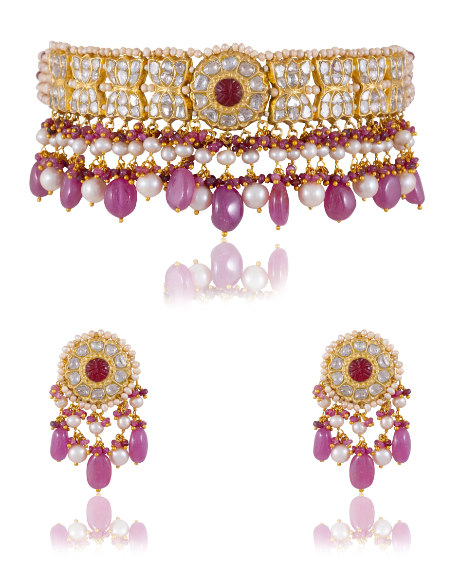 Ashia Choker And Aksha Tops Polki Set