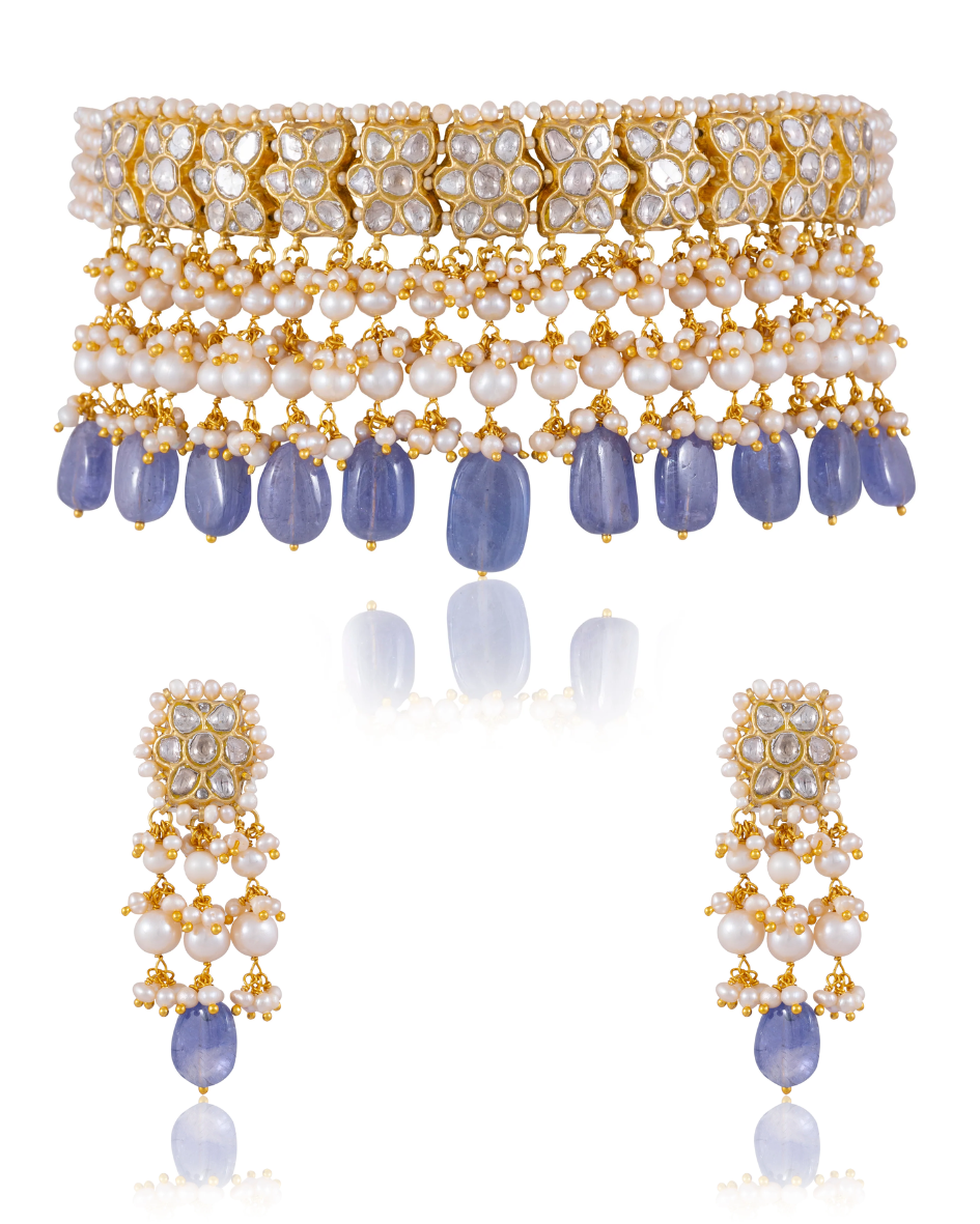 Earlene Choker And Sumira Tops Polki Set