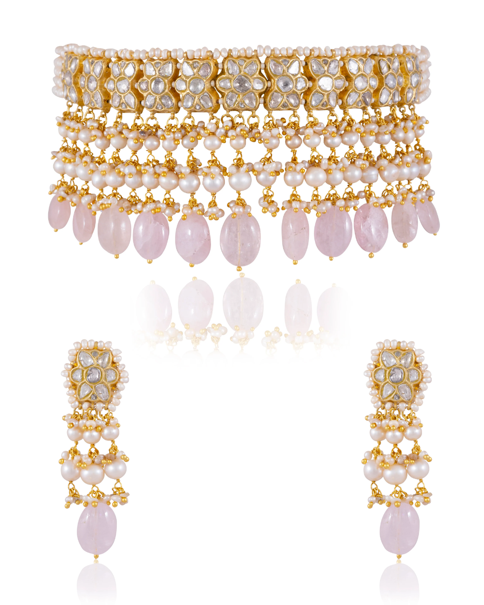 Earlene Choker And Sumira Tops Polki Set