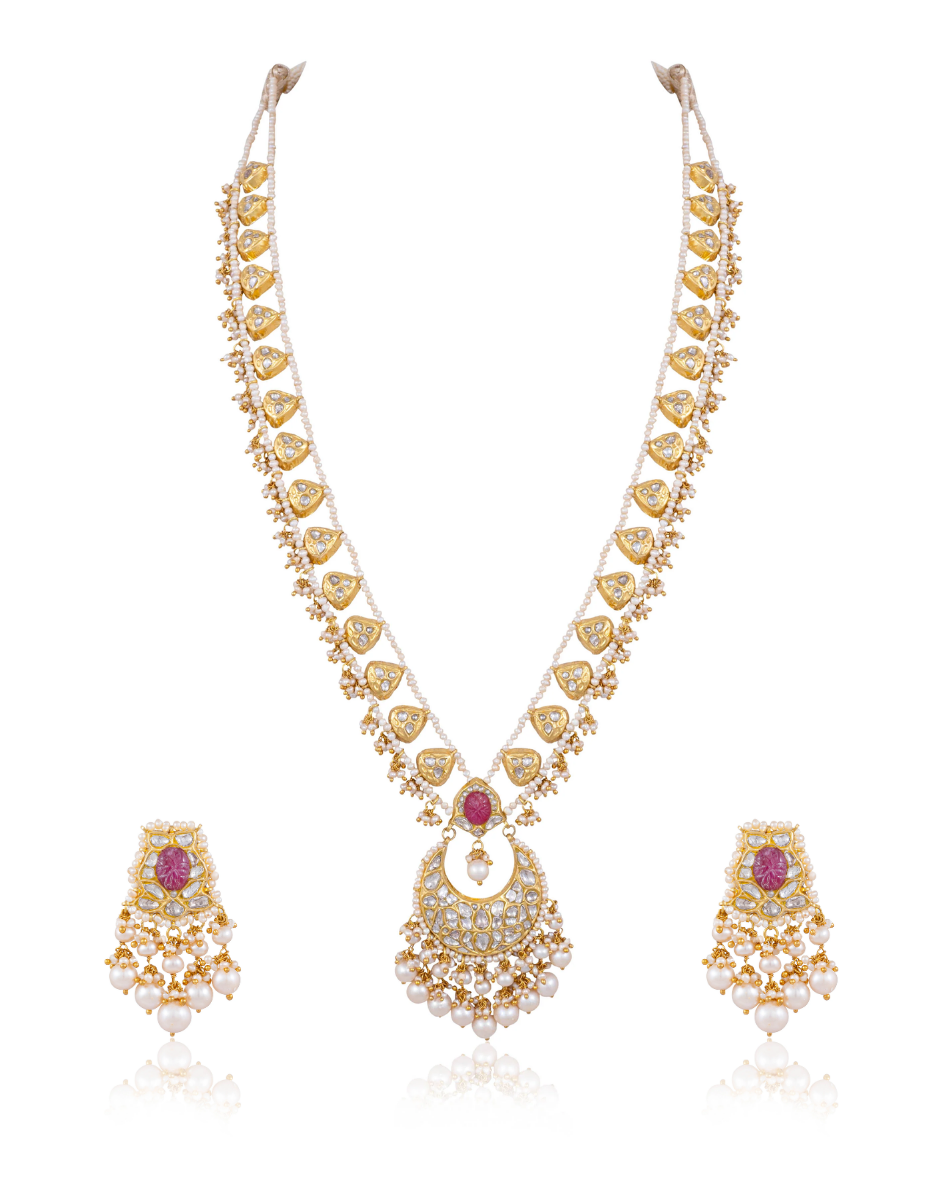 Rasika Long Necklace And Carol Tops Polki Set