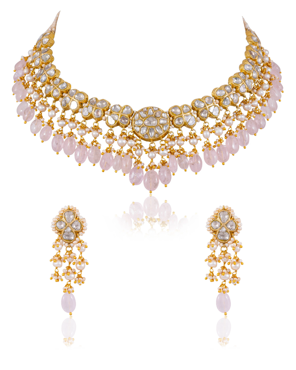 Sushma Necklace And Prakshitha Tops Polki Set