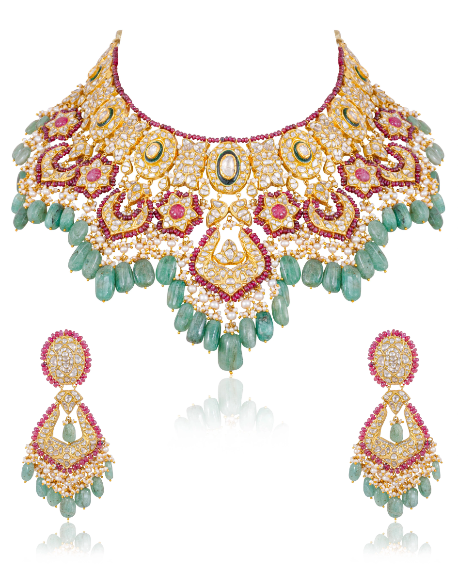 Niyati Necklace And Tejal Chandbalis Polki Set