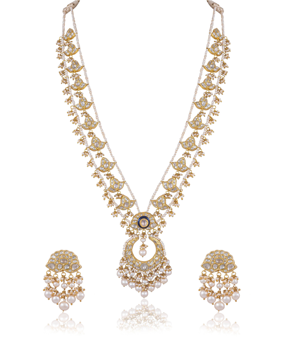 Weronika Long Necklace And Rekha Tops Polki Set