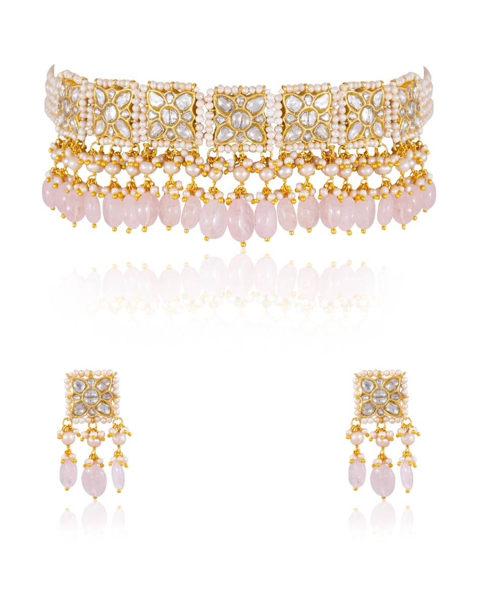 Jasmine Choker And Meerab Tops Polki Set