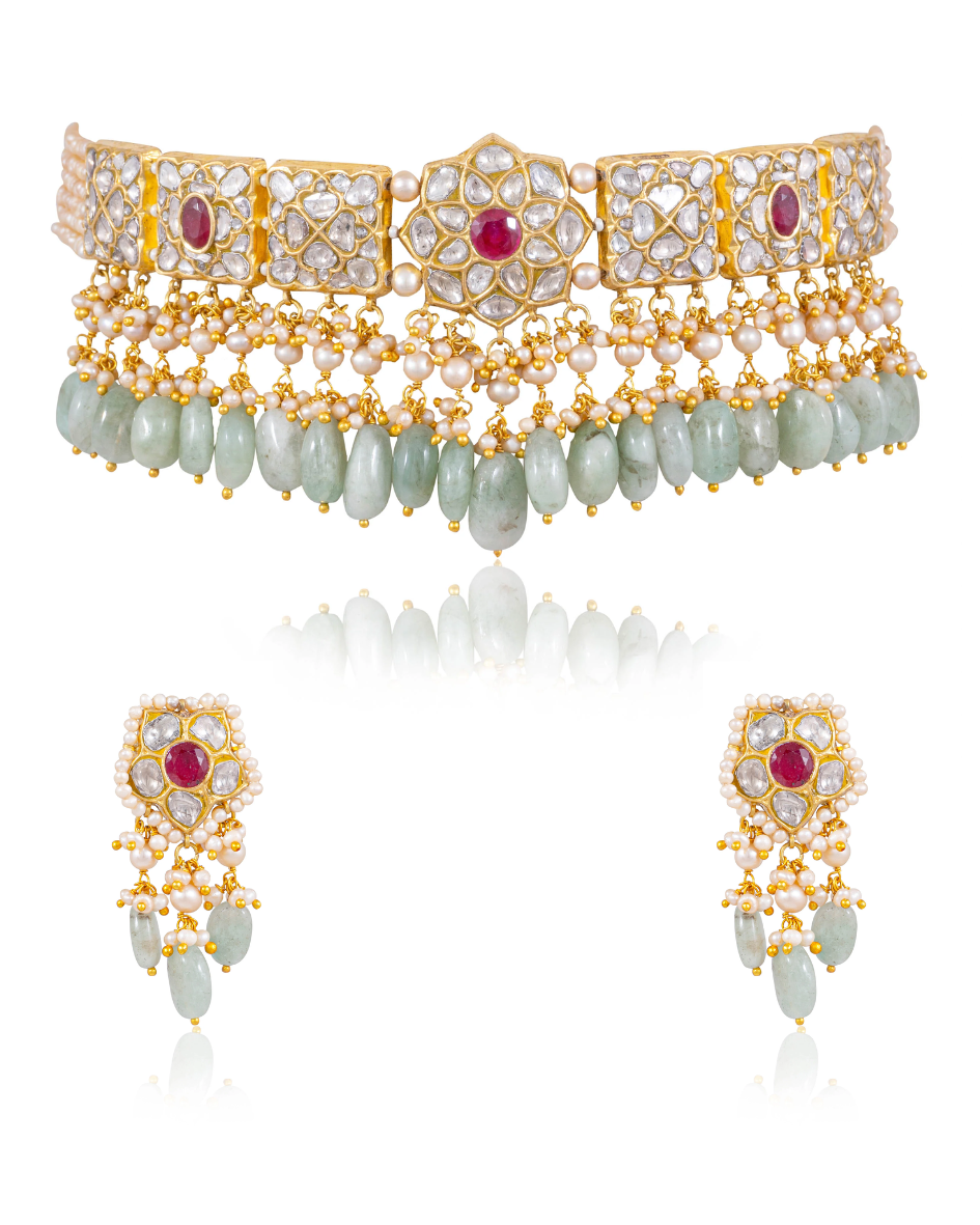 Parinita Choker And Parita Tops Polki Set