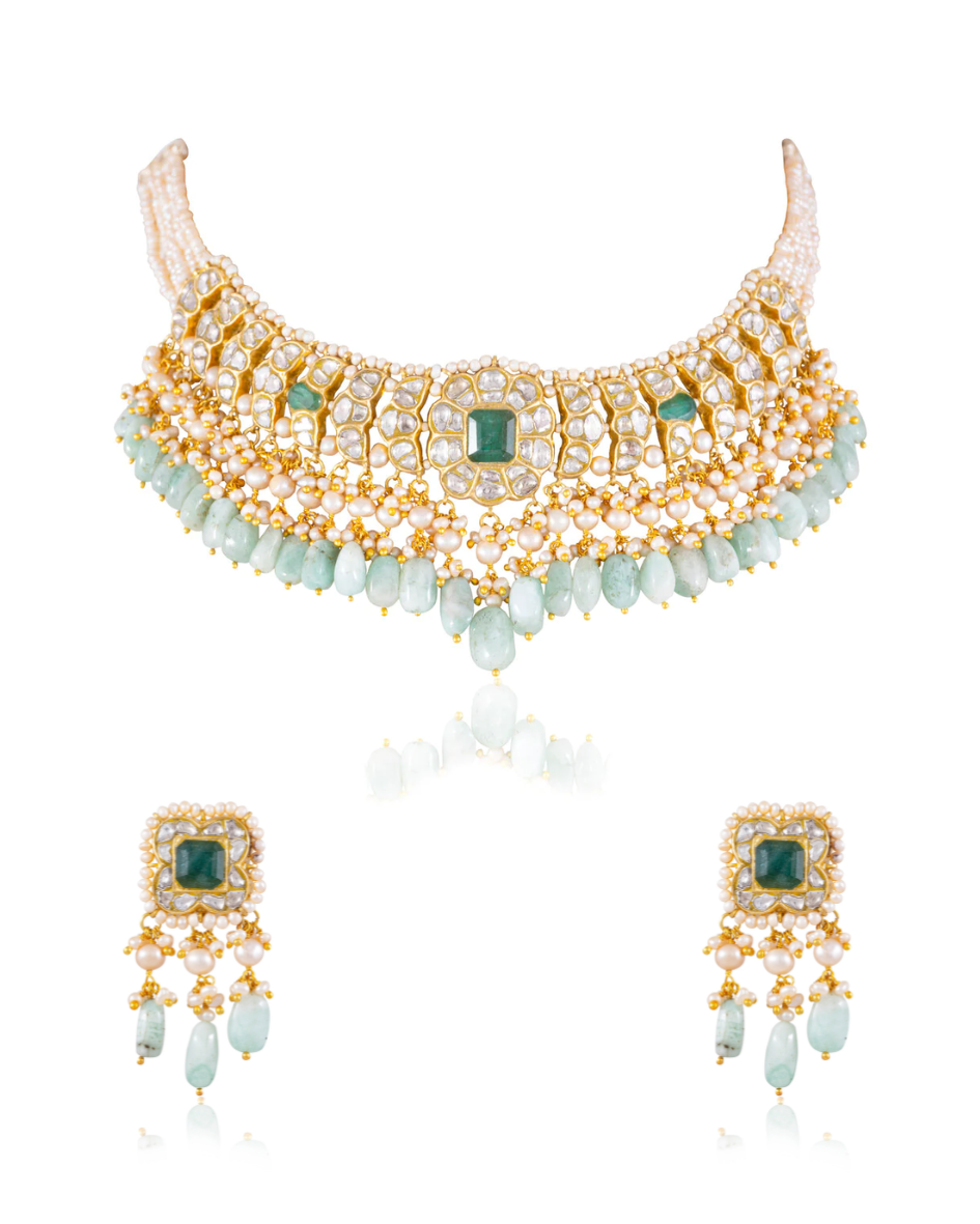 Mehak Necklace And Shruti Tops Polki Set