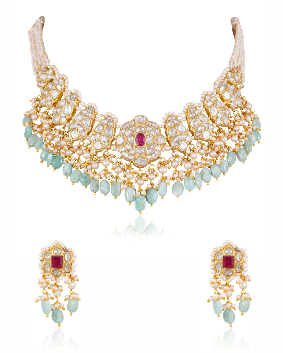 Pareen Necklace And Shaina Tops Polki Set