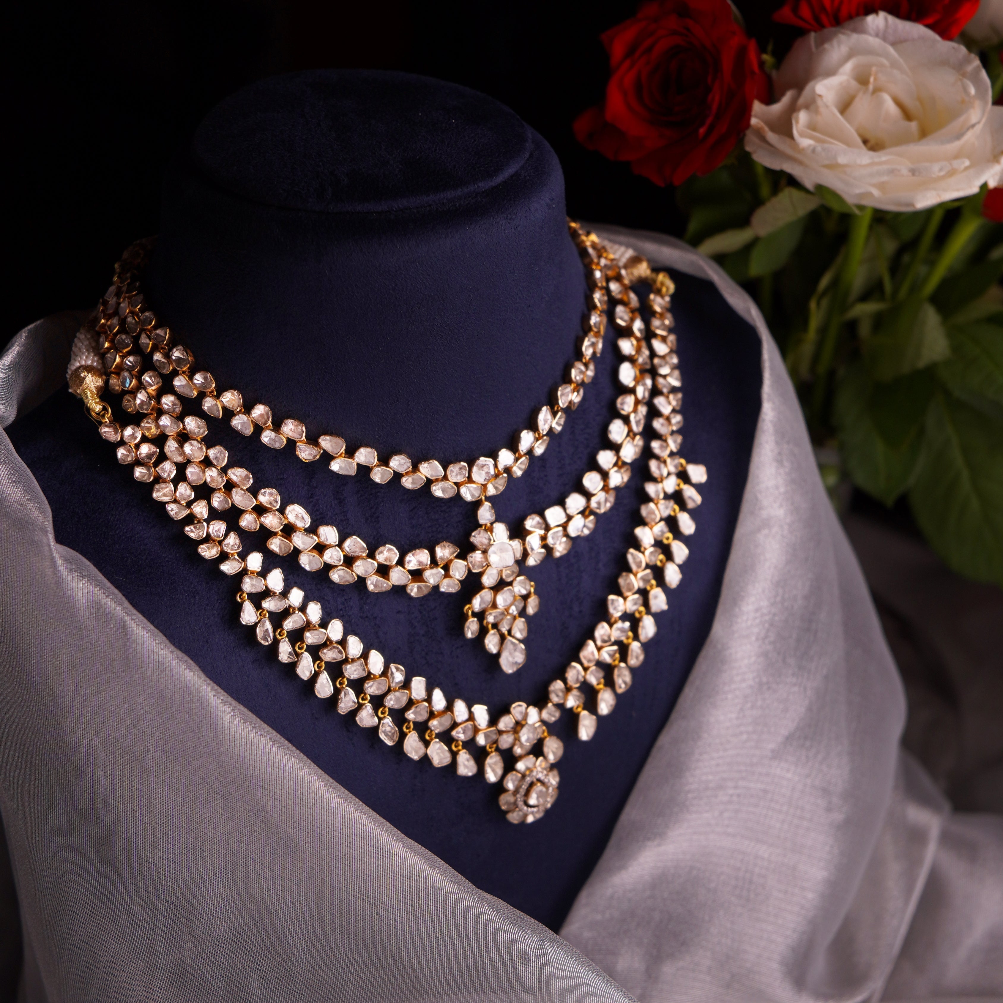 Madhuri Necklace And Zeena Necklace Polki And Diamond Set