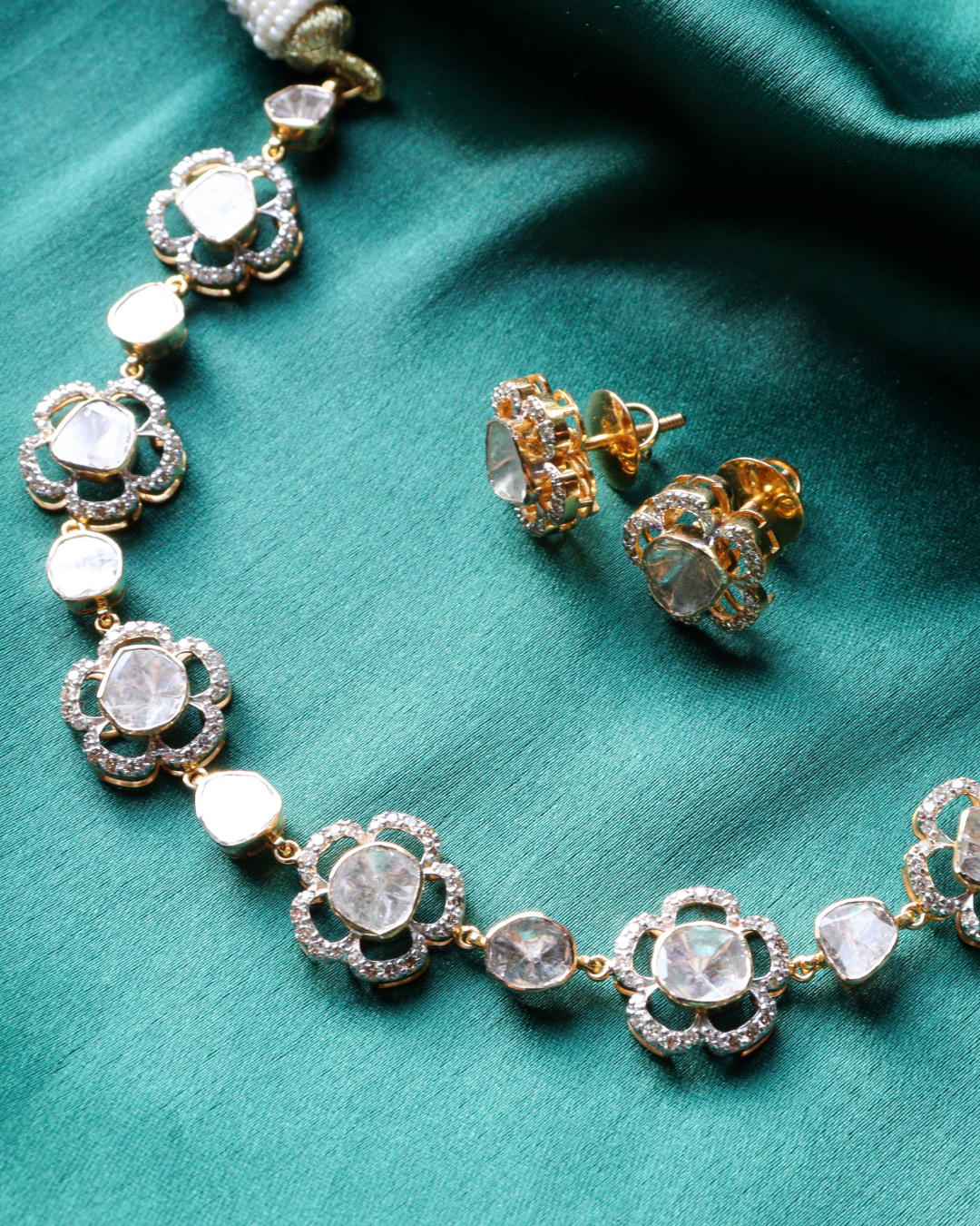 Zonia Choker And Nazriya Tops Polki And Diamond Set