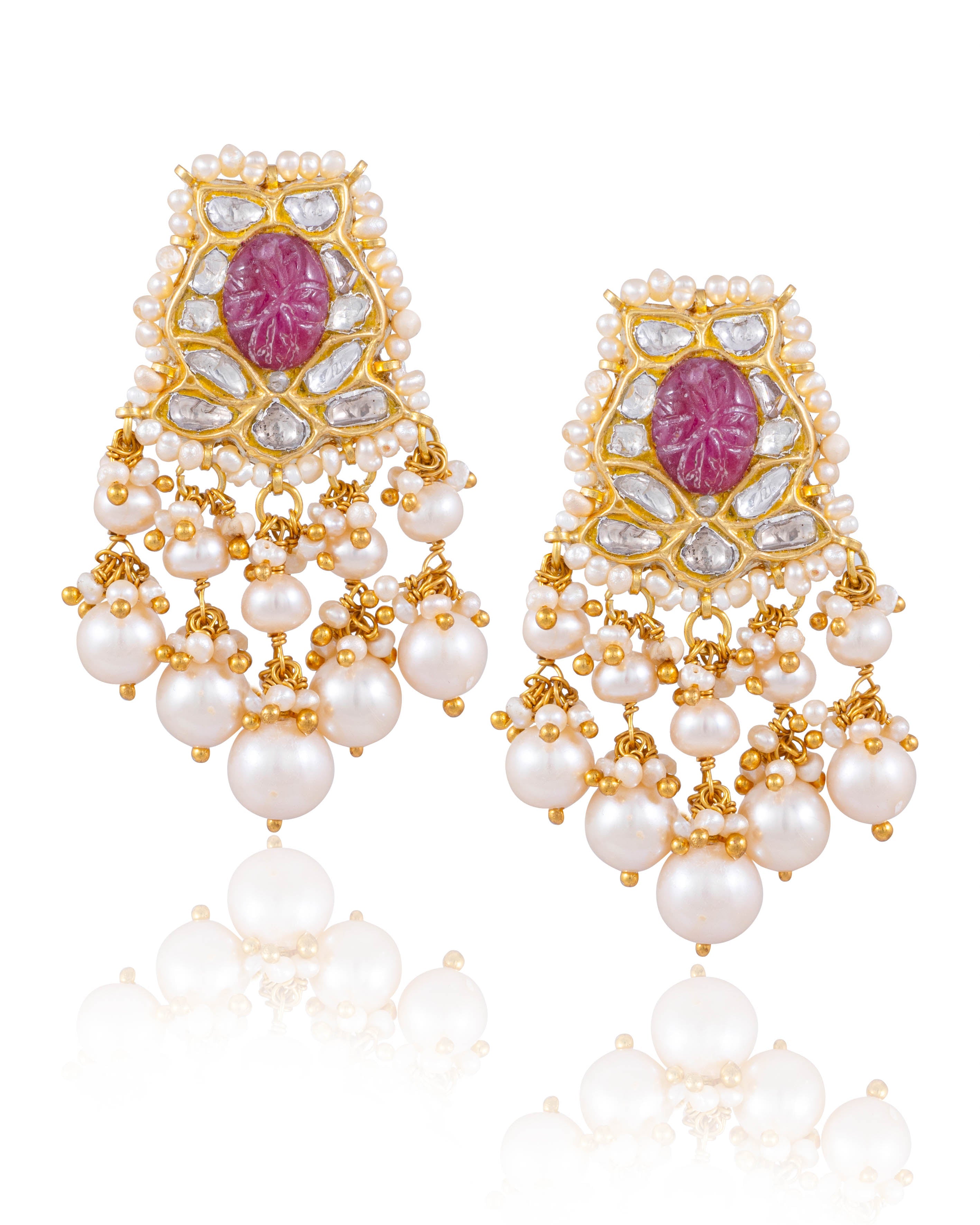 Rasika Long Necklace And Carol Tops Polki Set