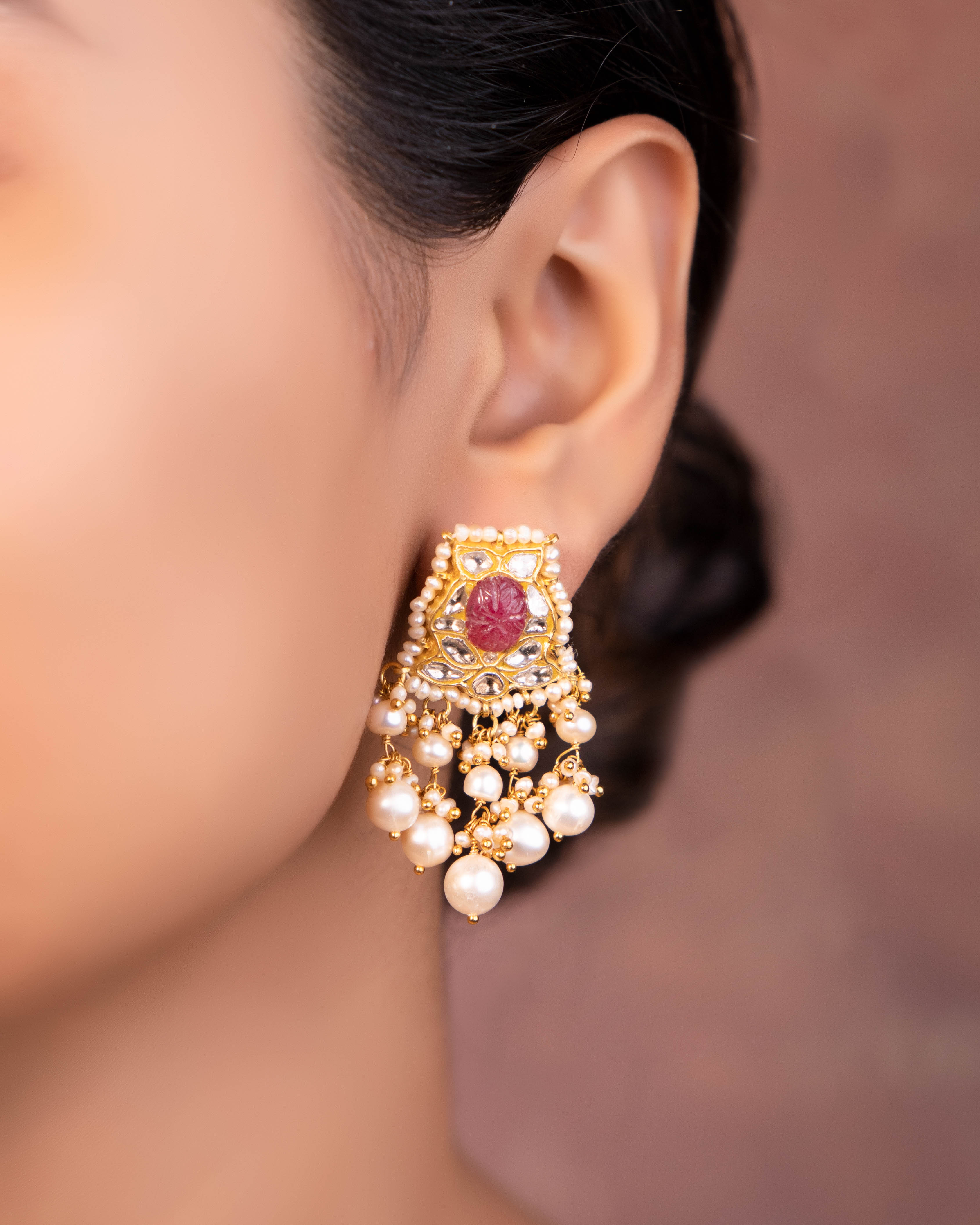 Rasika Long Necklace And Carol Tops Polki Set